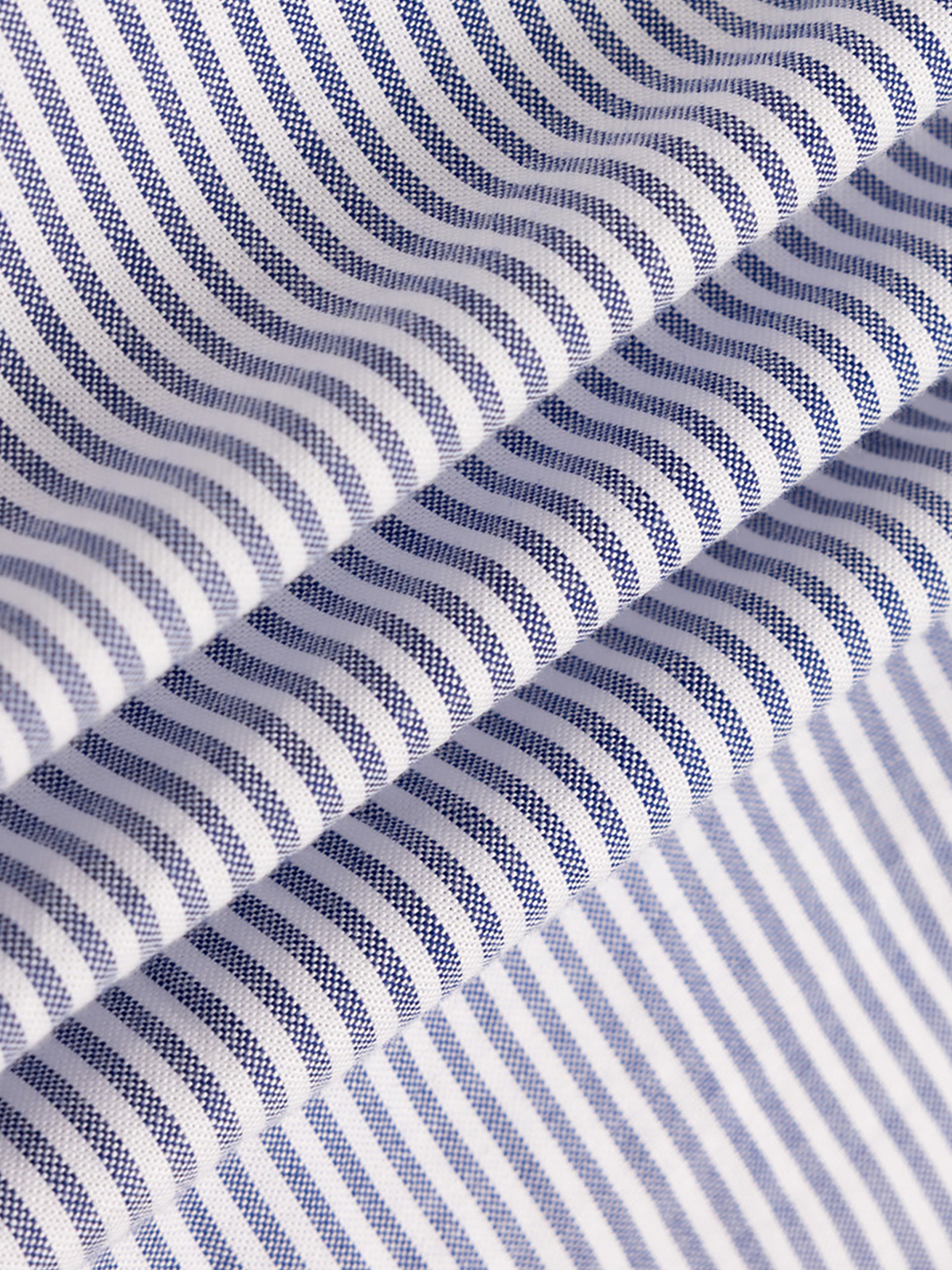 Raeburn Button Down in White/Pale Blue Oxford Stripe Organic Cotton