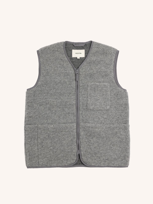 Bute Vest in Light Grey Ribbed Fleece