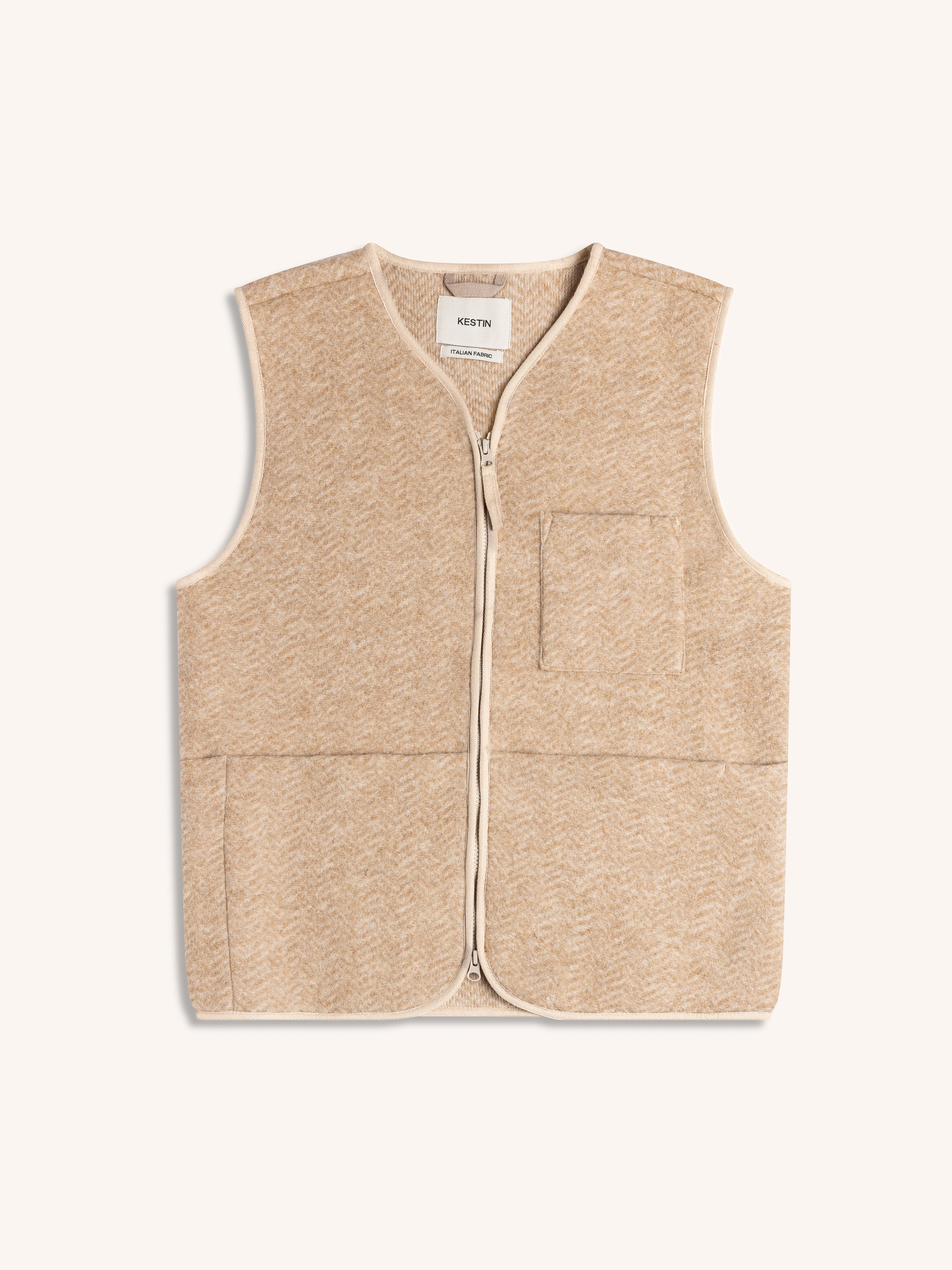 Bute Vest in Oat Wool Herringbone