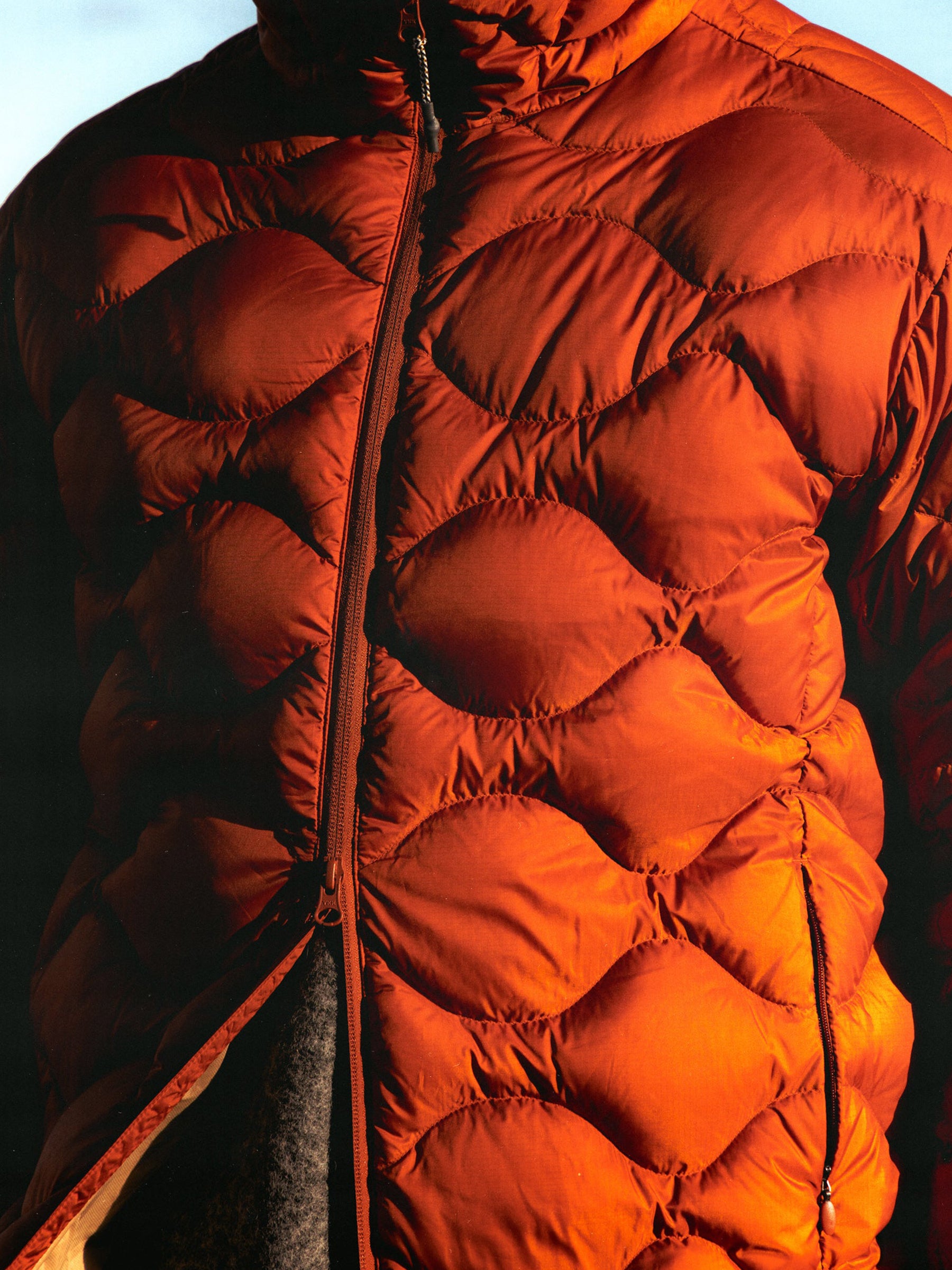 Cuillin Down Jacket in Burnt Orange Recycled Ripstop