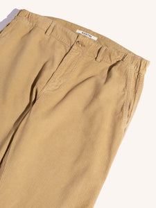 The front profile of the men's Huntly Pants by KESTIN, in a beige corduroy material.