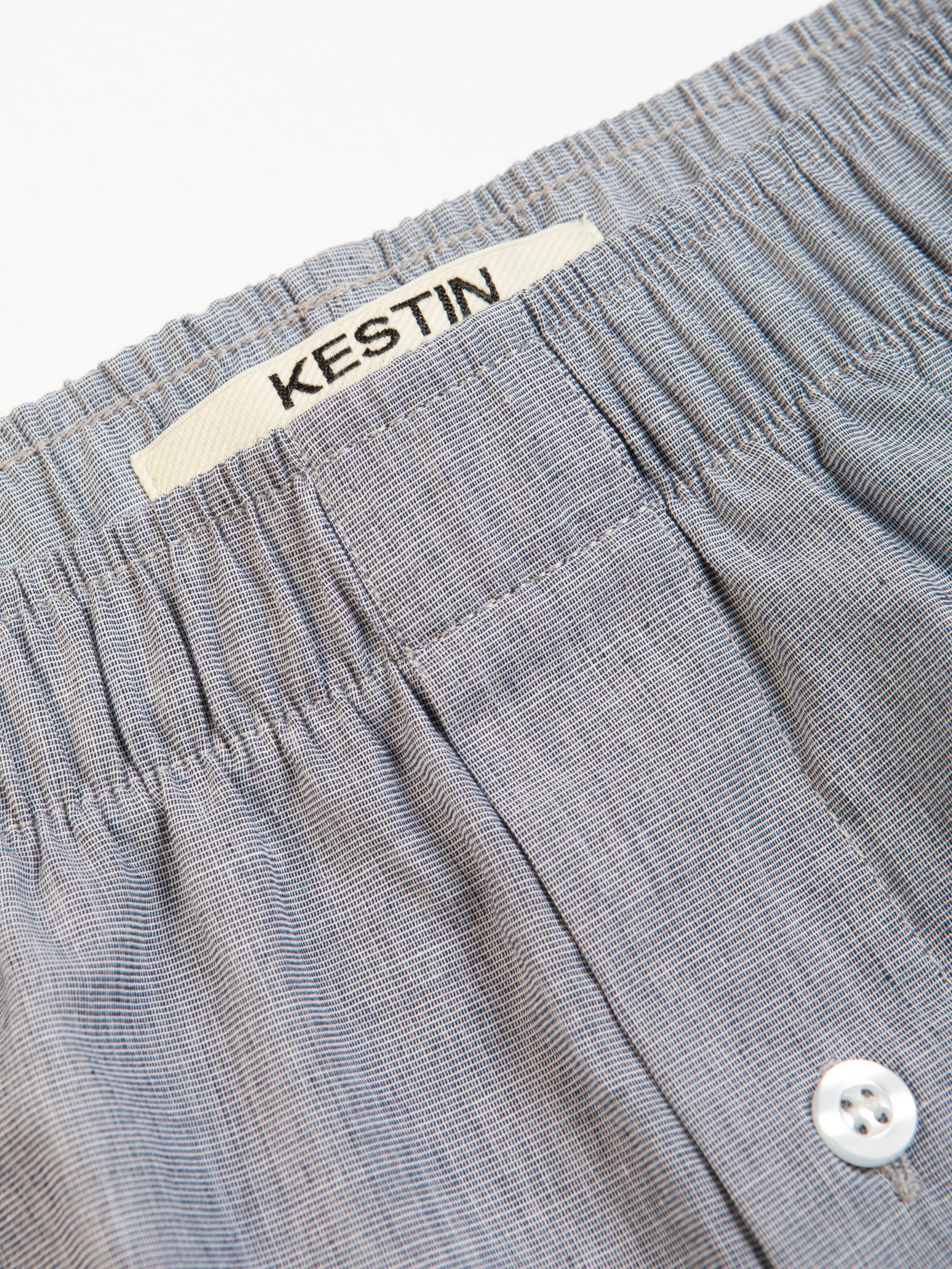 Port O Leith Boxer in Navy / Ecru End On End Italian Cotton