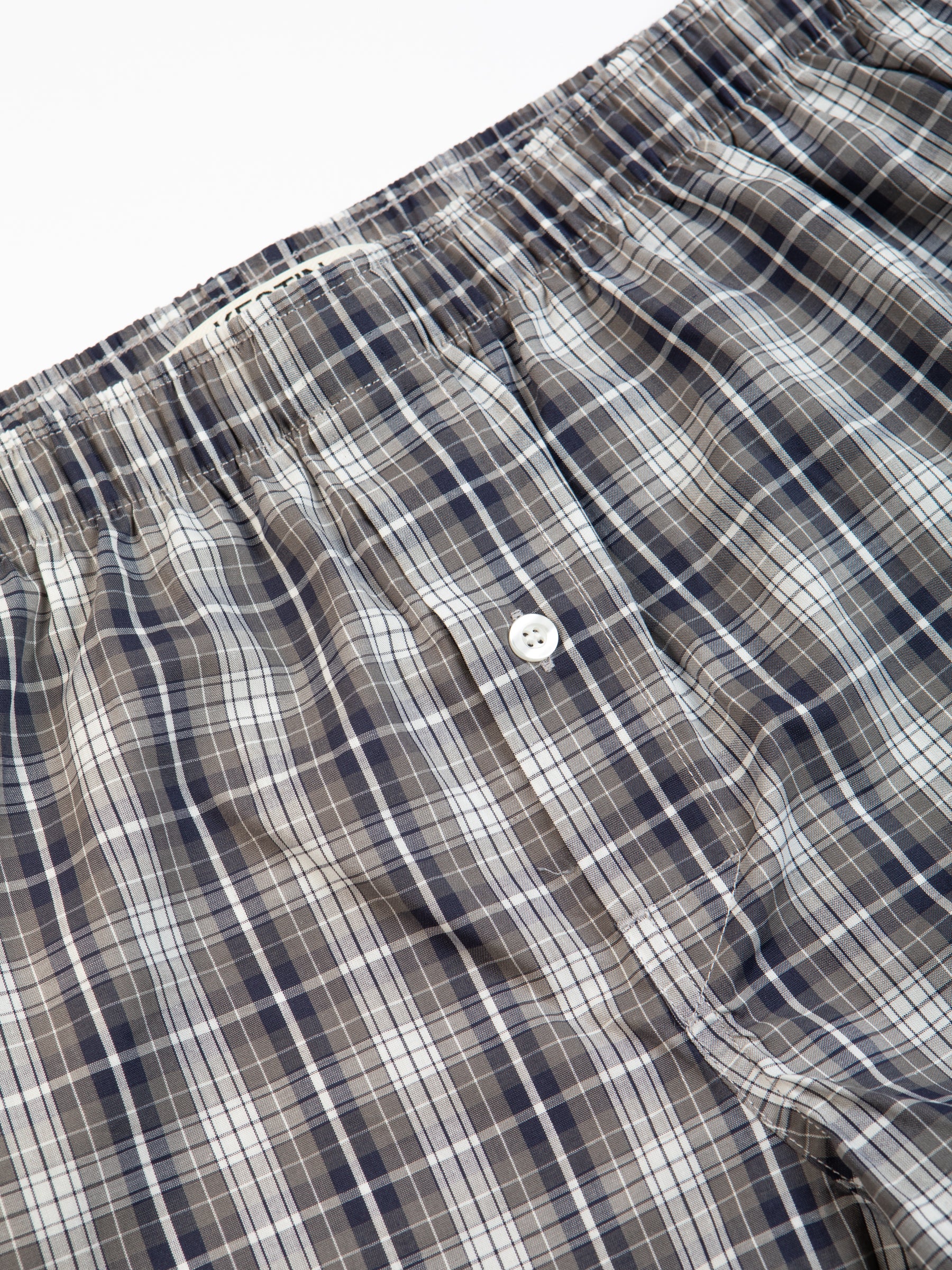Port O Leith Boxer in Navy / Brown Check Italian Cotton