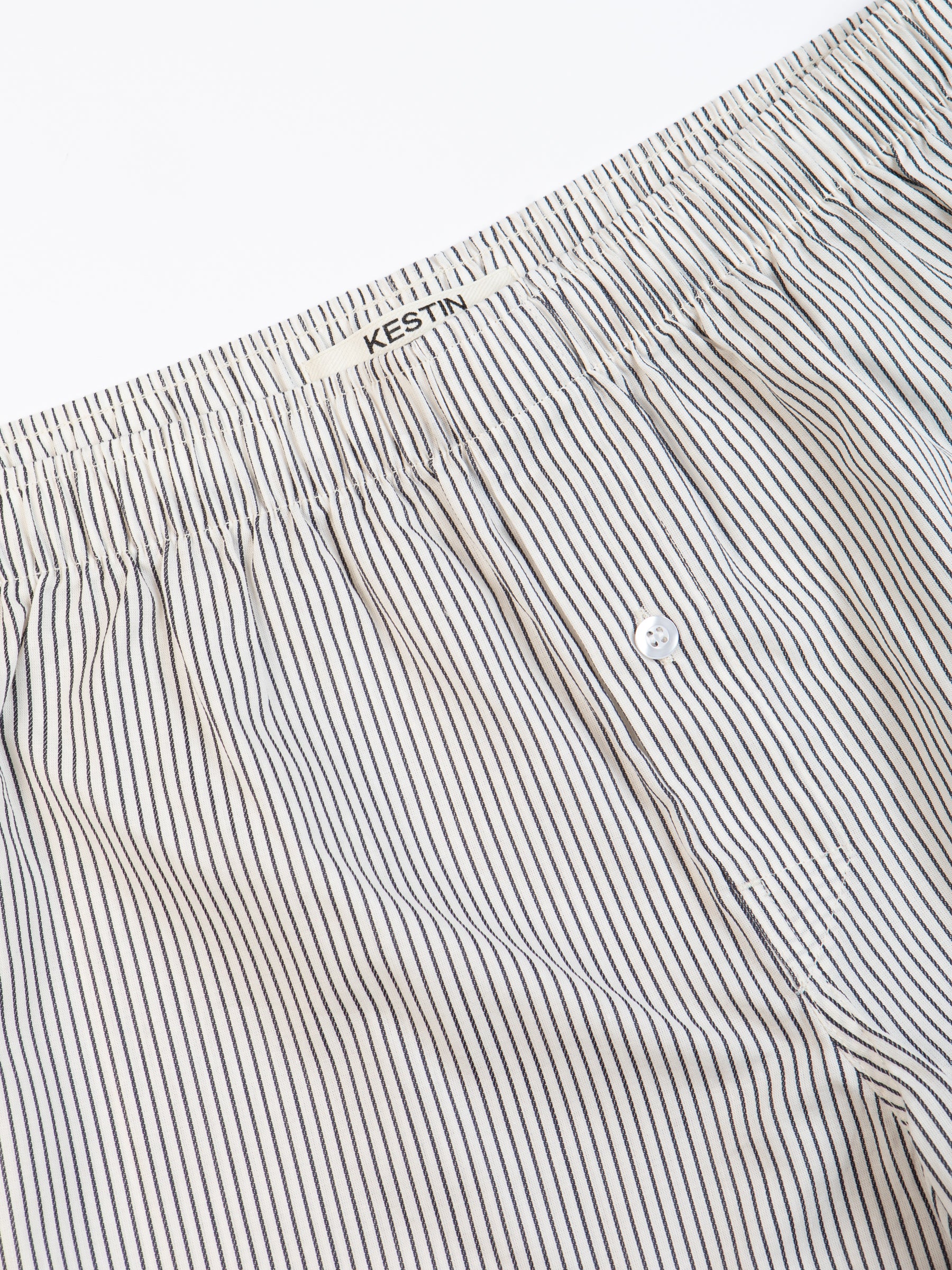 Port O Leith Boxer Short in Navy Stripe Italian Cotton