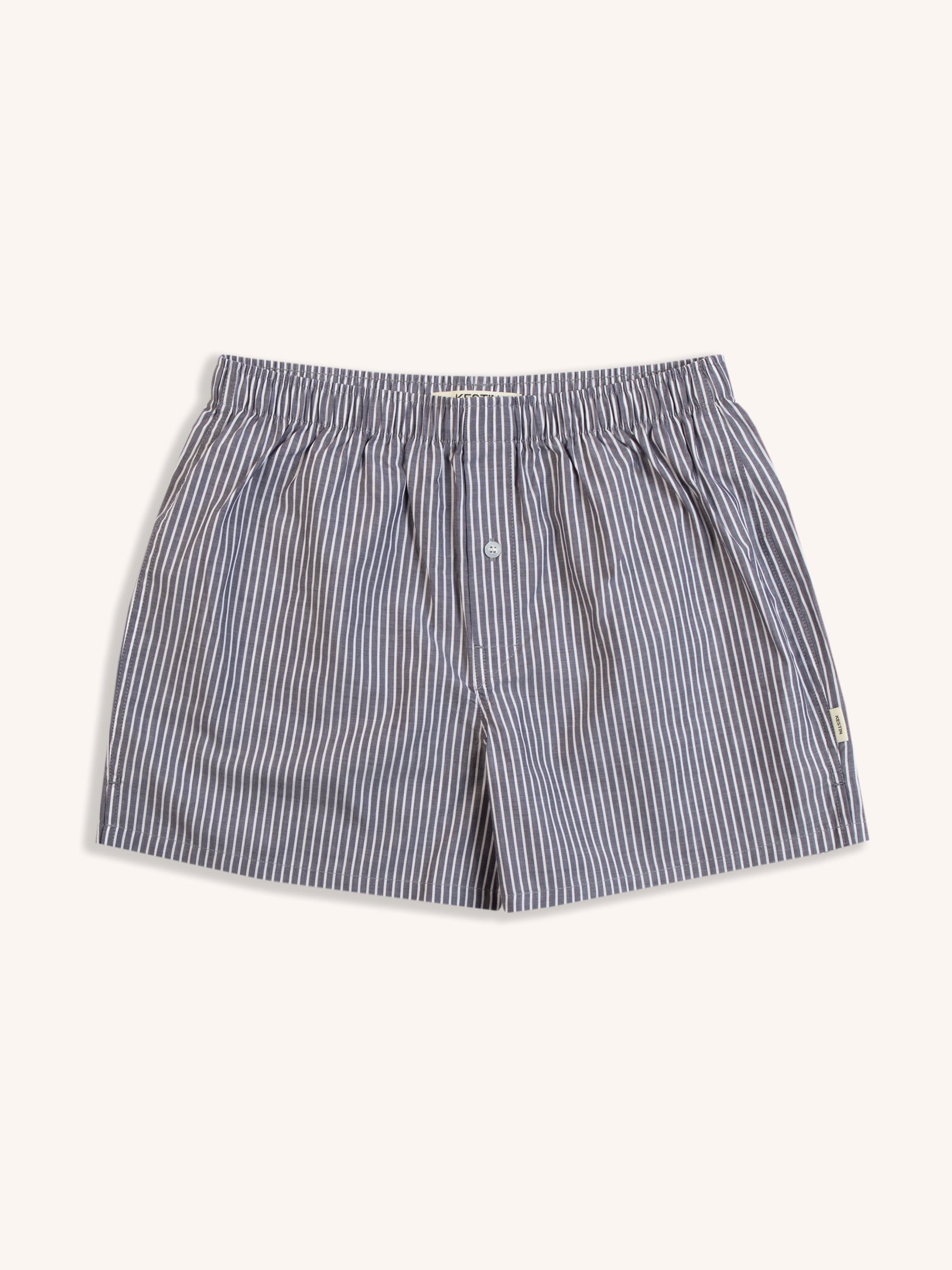 Port O Leith Boxer in Chambray / Ecru Stripe Italian Cotton