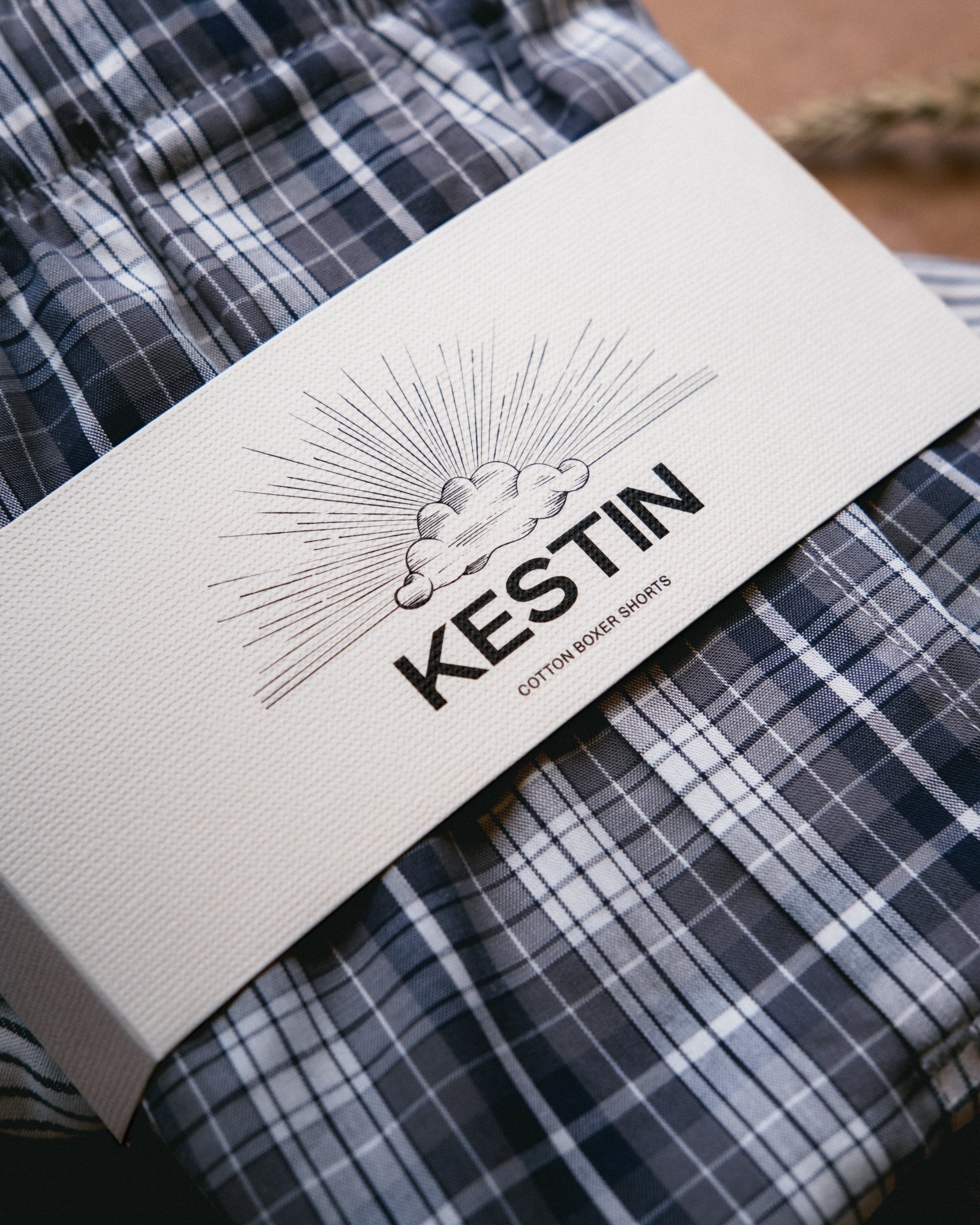 Port O Leith Boxer in Navy / Brown Check Italian Cotton