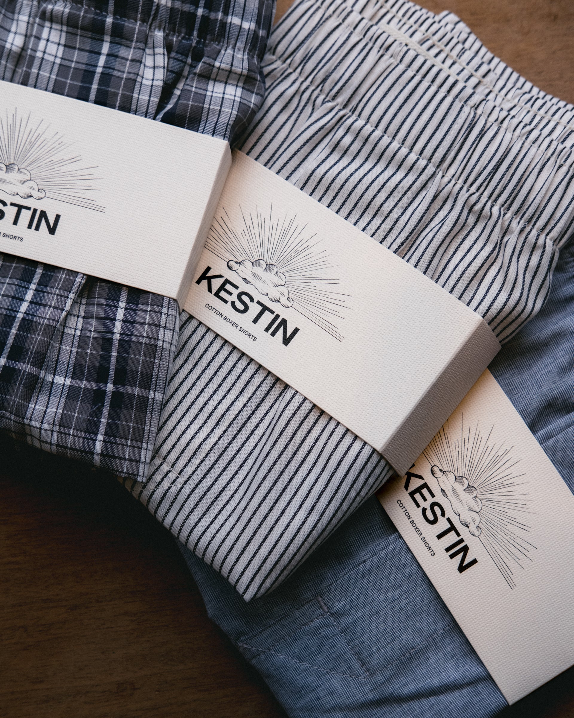 Port O Leith Boxer Short in Navy Stripe Italian Cotton
