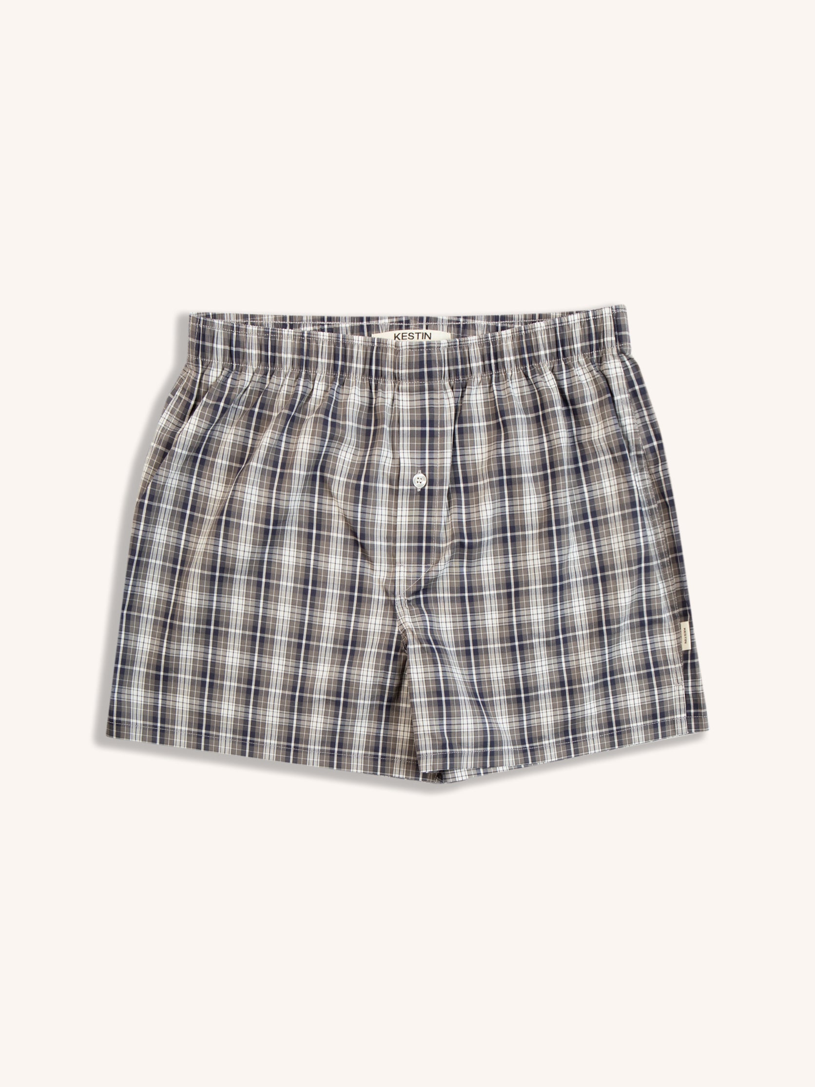 Port O Leith Boxer in Navy / Brown Check Italian Cotton