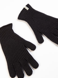 A pair of men's lambswool gloves in navy blue, on a white background.