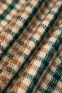 A brushed lambswool material with a check pattern, used to make the KESTIN Selkirk Scarf.