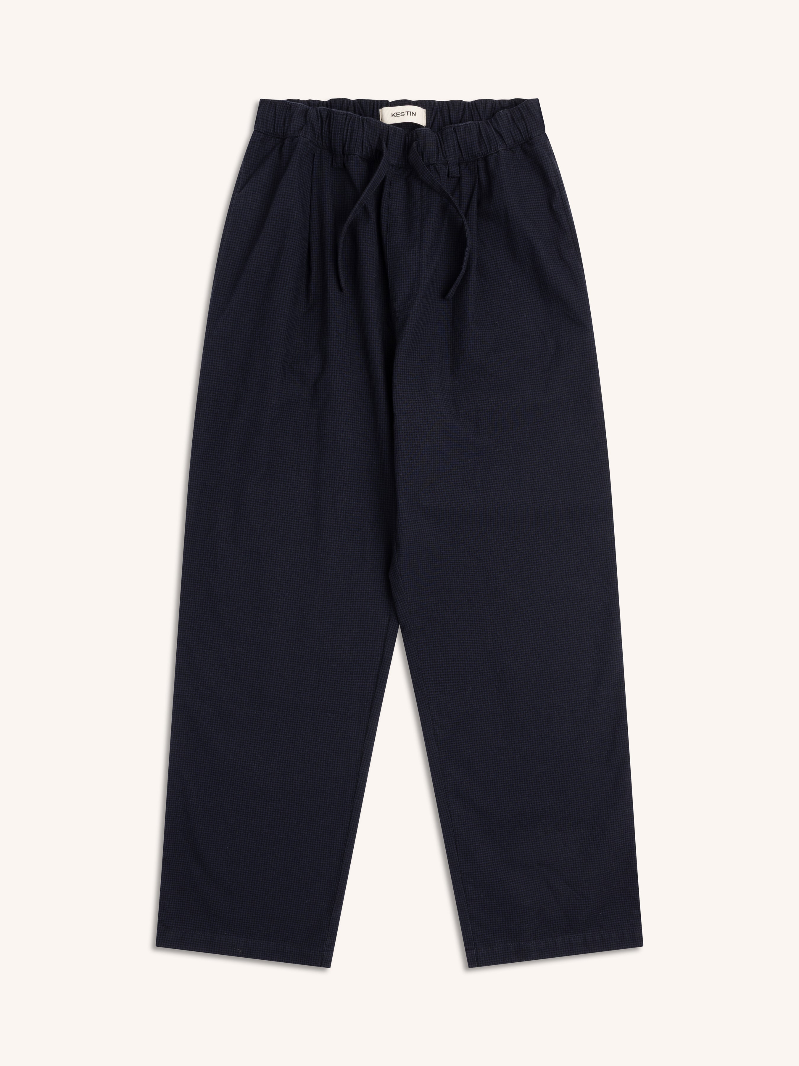 Doune Pant in Navy Check Organic Cotton