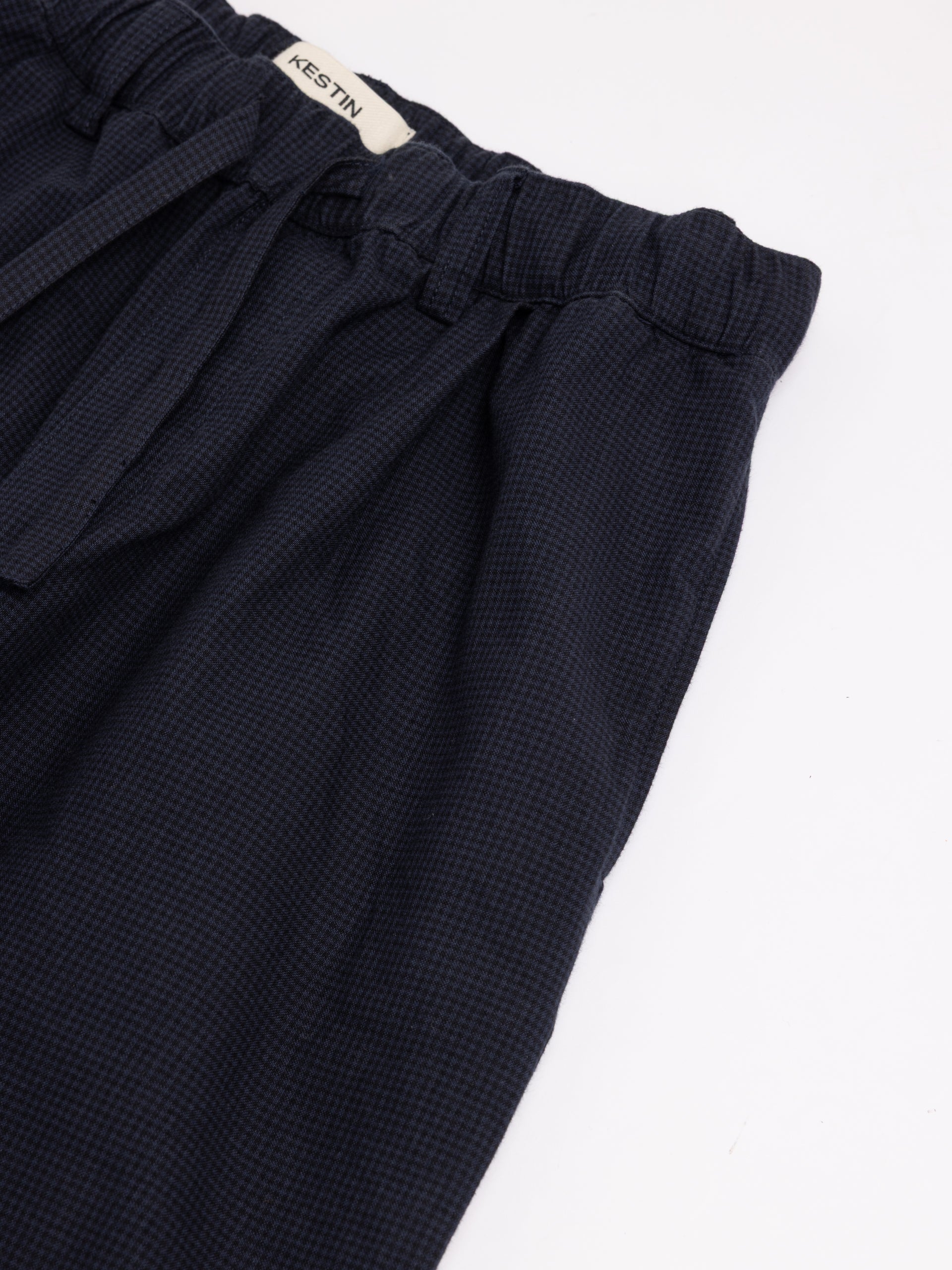 Doune Pant in Navy Check Organic Cotton
