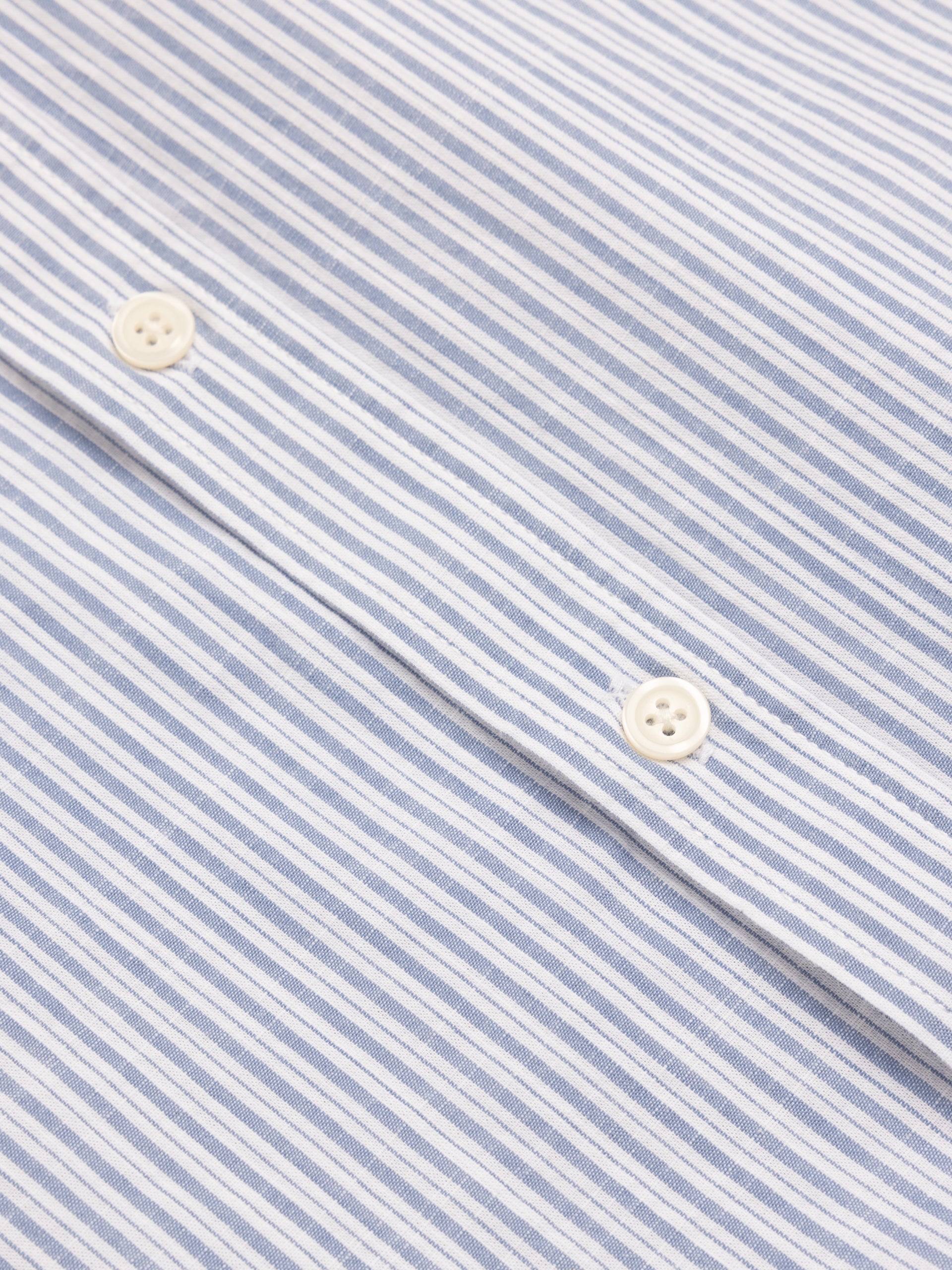 Raeburn Button Down Shirt in Blue Stripe Slub Organic Cotton
