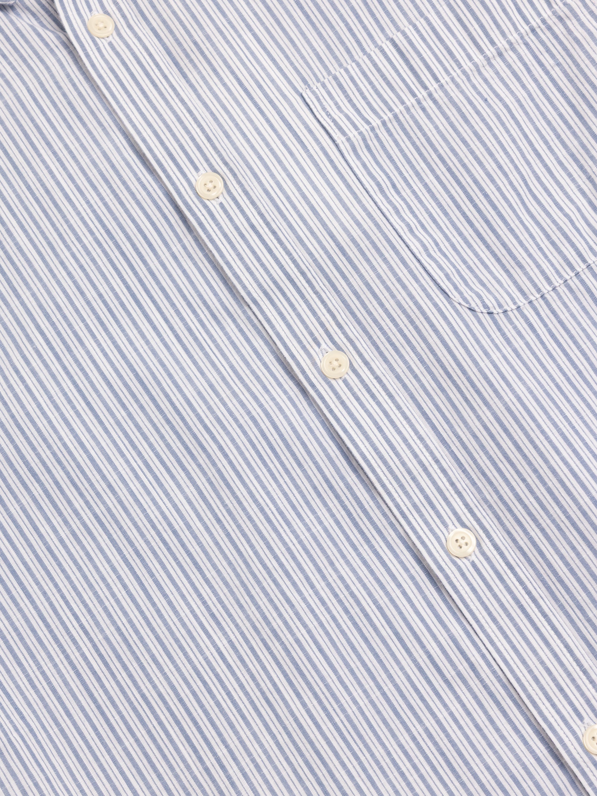 Raeburn Button Down Shirt in Blue Stripe Slub Organic Cotton