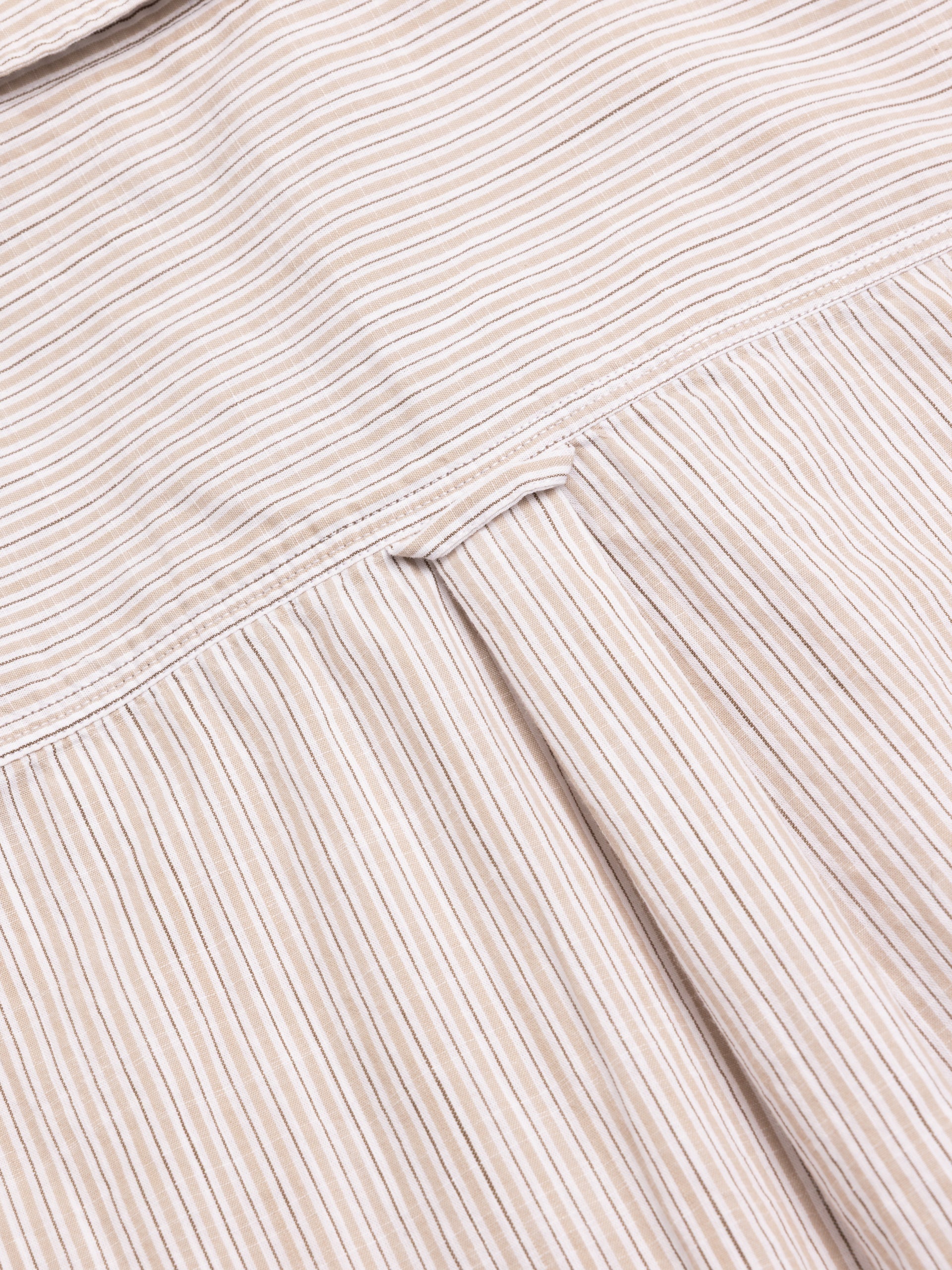 Raeburn Button Down Shirt in Beige Stripe Slub Organic Cotton