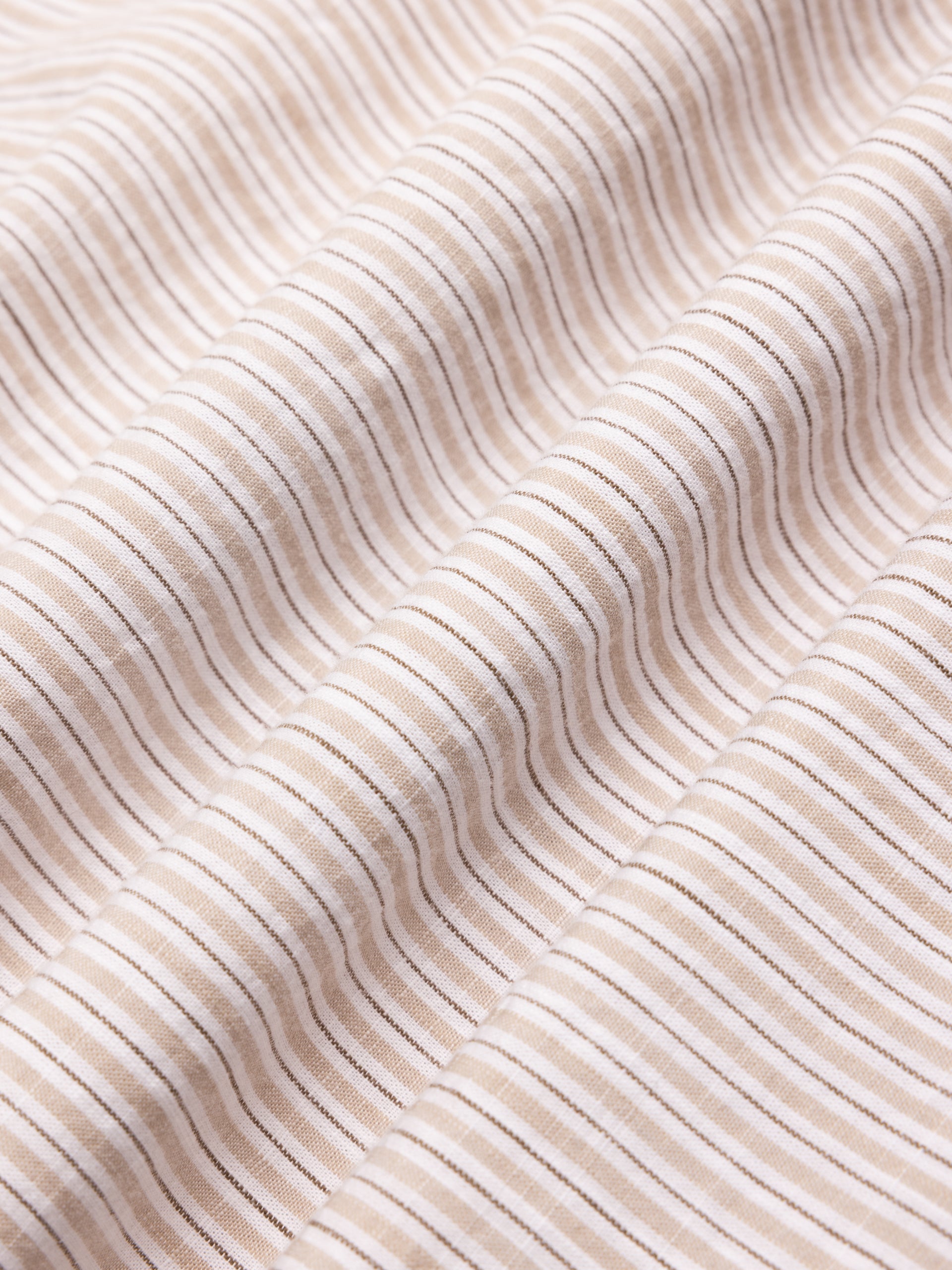 Raeburn Button Down Shirt in Beige Stripe Slub Organic Cotton