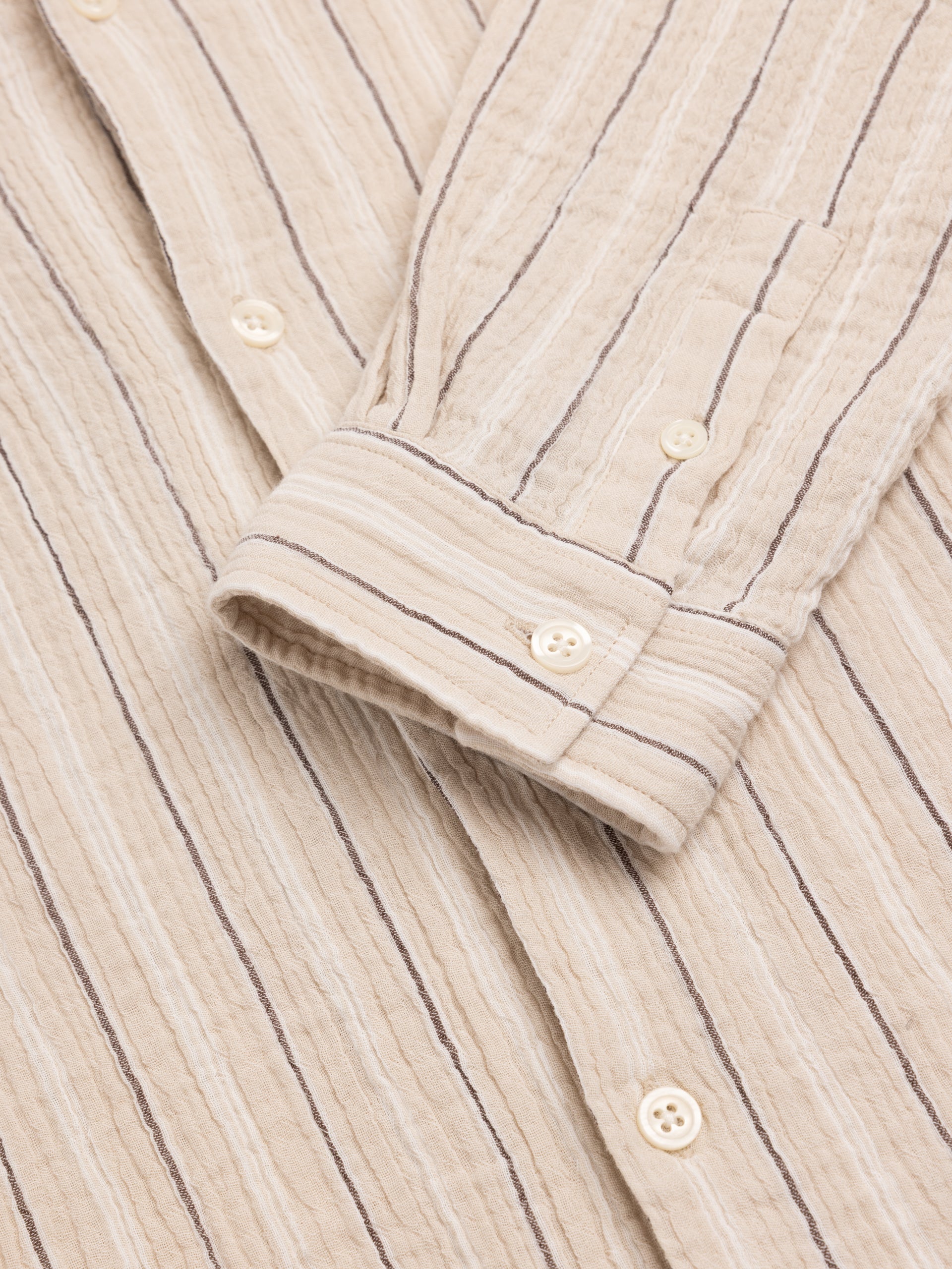 Tain Shirt in Stone Double Weave Seersucker