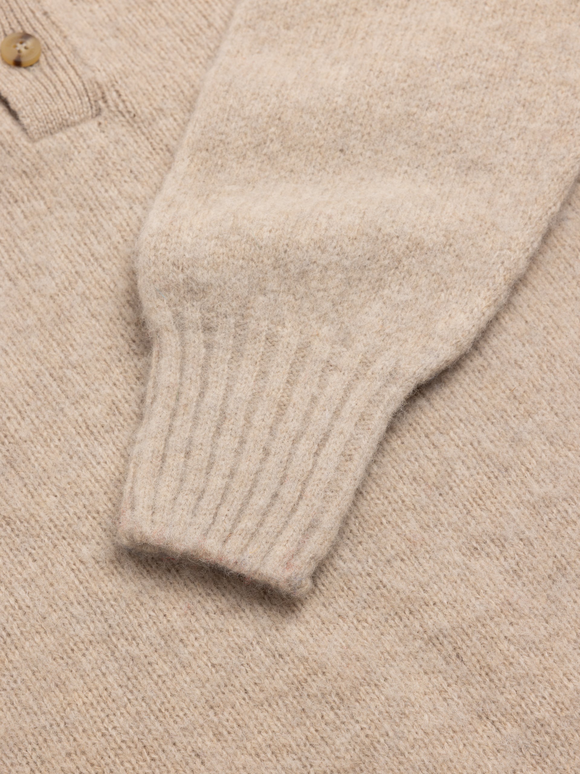 Lewis Brushed Shetland Polo in Putty Lambswool