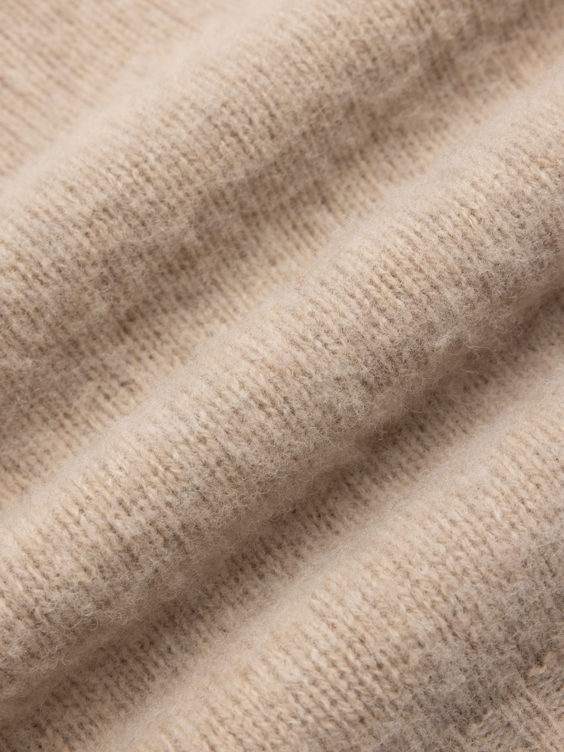 Lewis Brushed Shetland Polo in Putty Lambswool