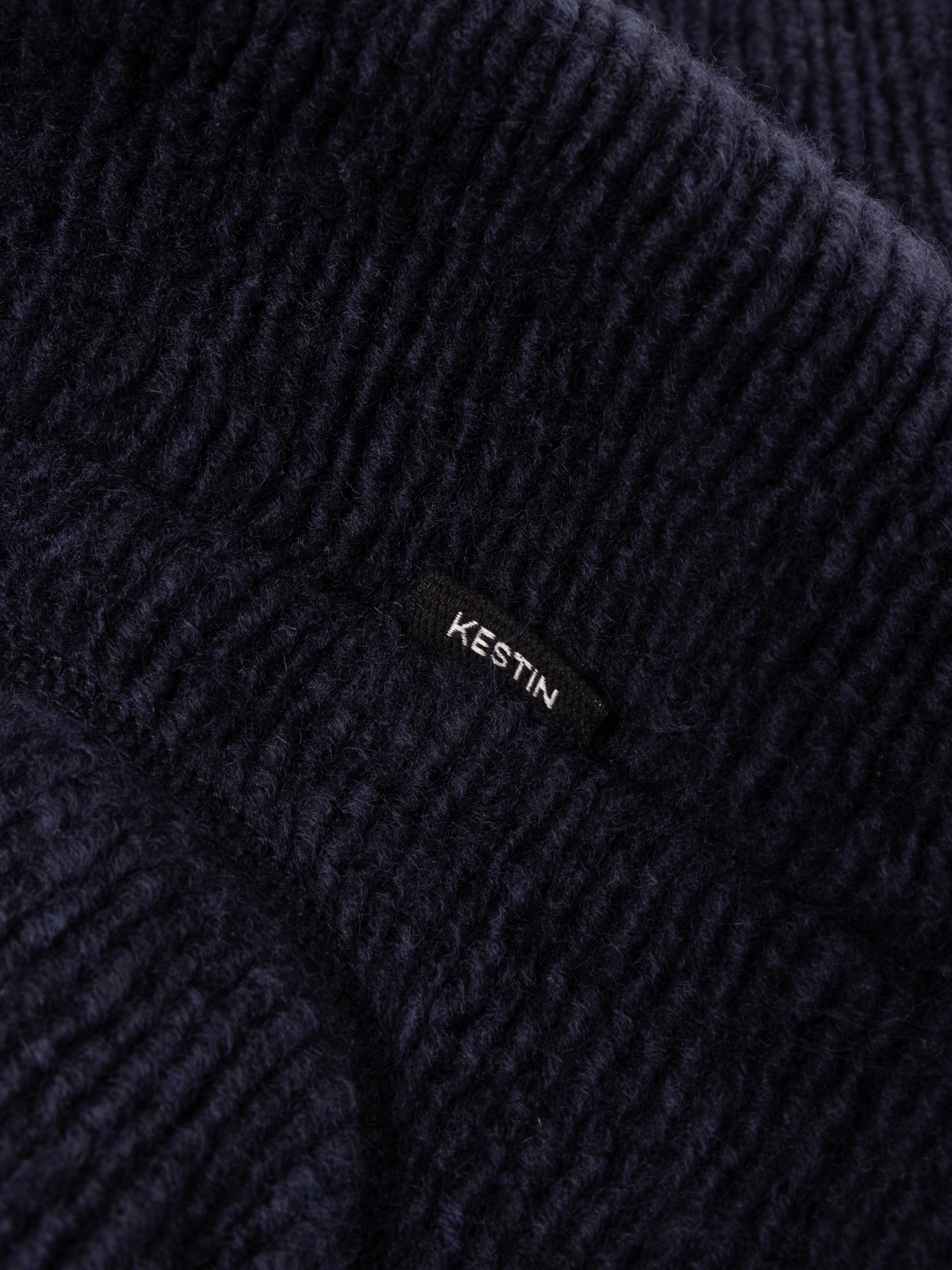 Lanark Zip Fleece in Navy Ribbed Wool Blend