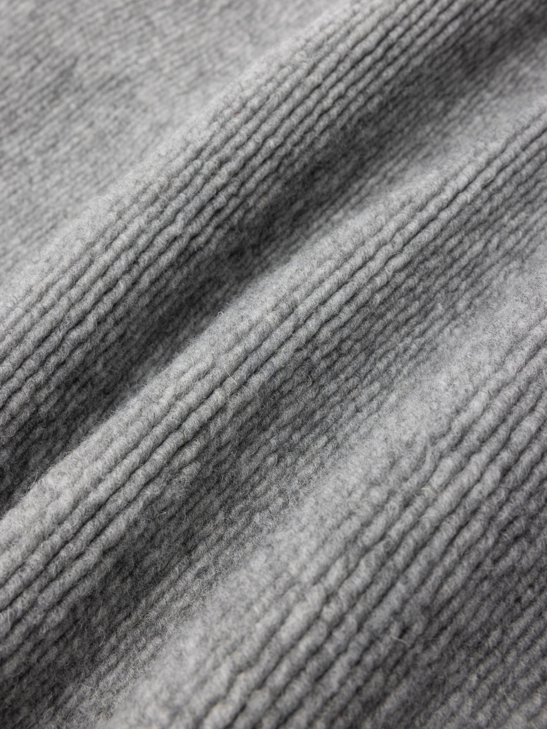 Lanark Zip Fleece in Grey Ribbed Wool Blend