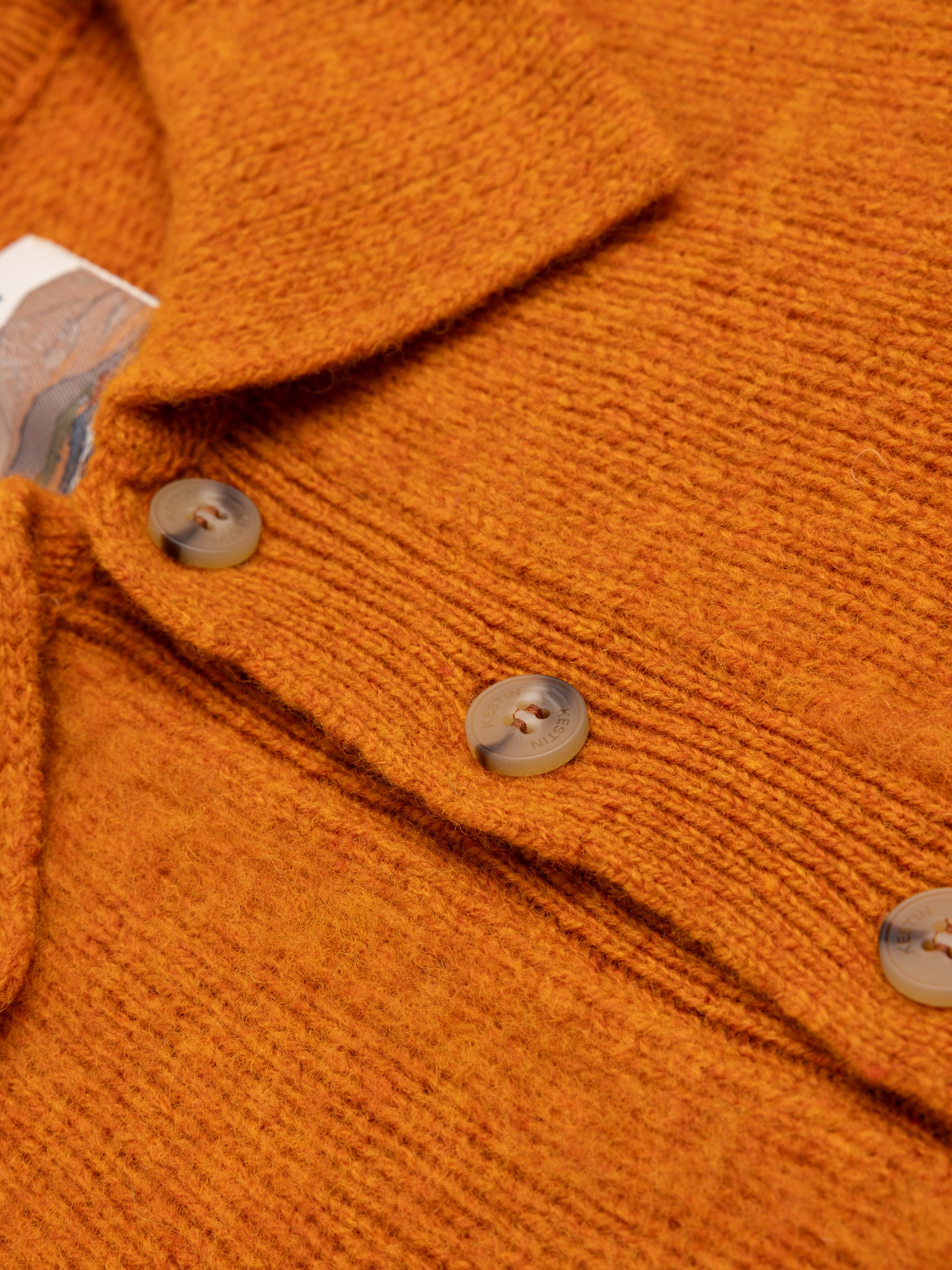 Lewis Brushed Shetland Polo in Bright Orange Lambswool