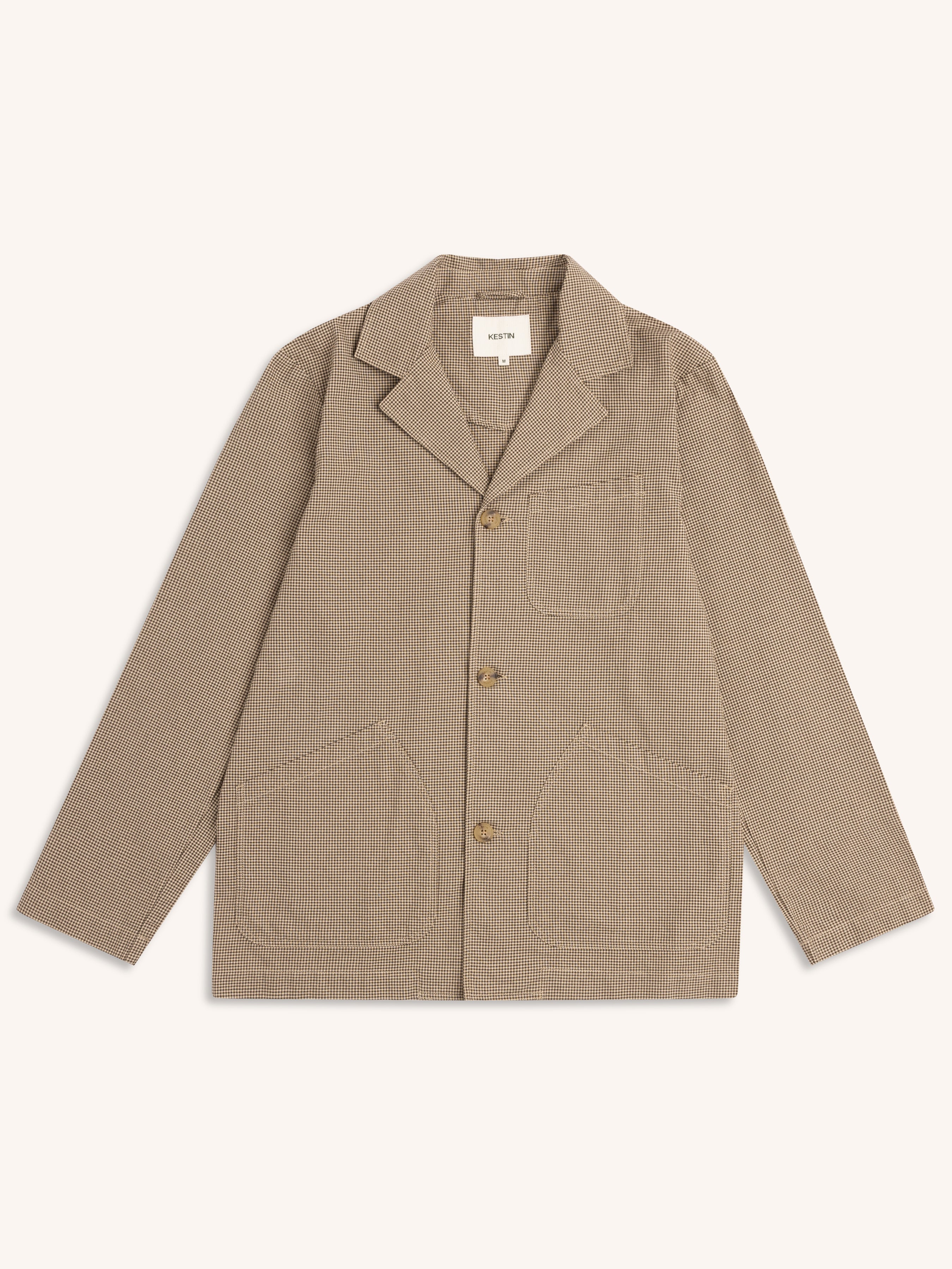 Stac Blazer in Olive Check Organic Cotton – Kestin