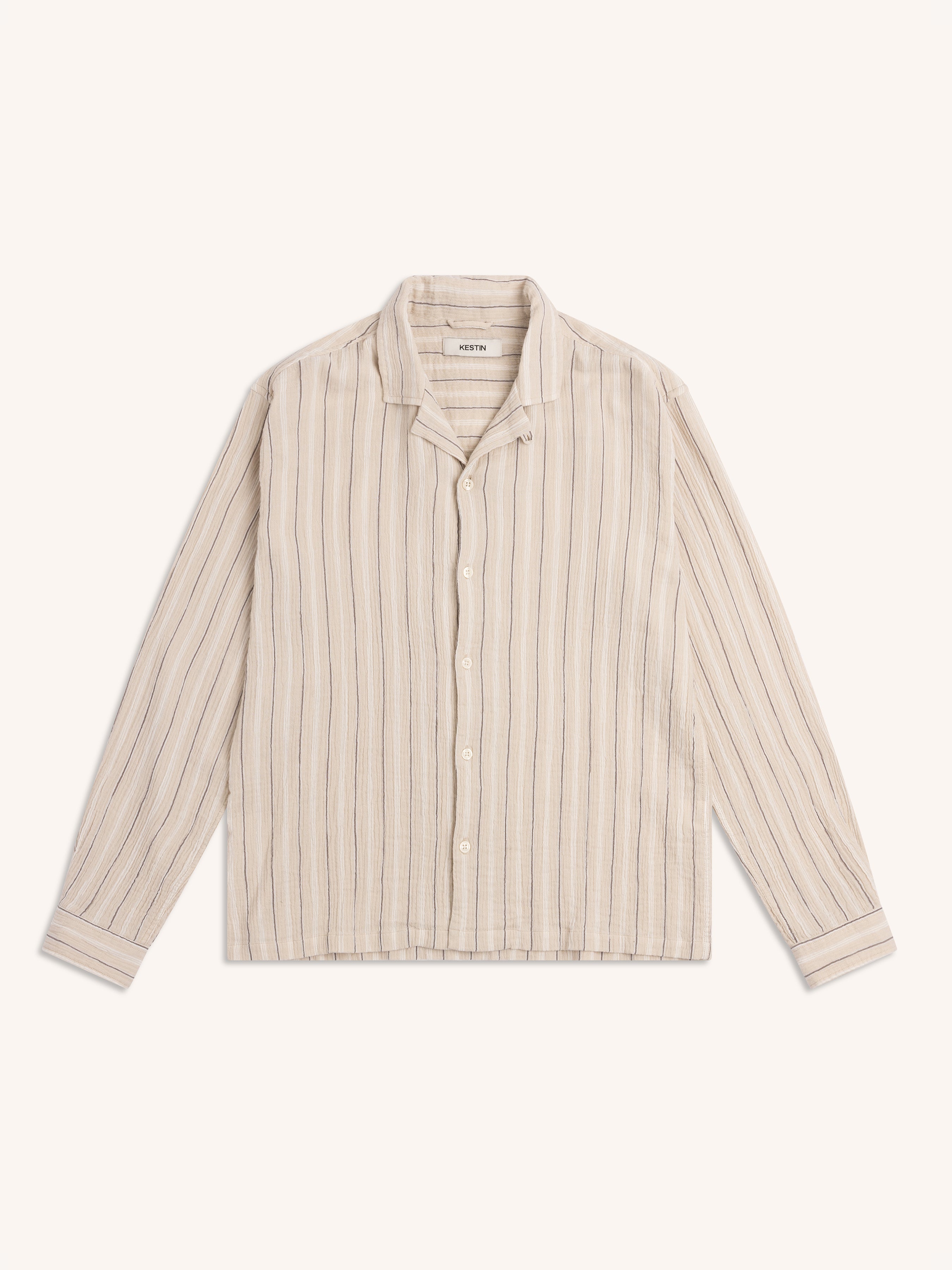 Tain Shirt in Stone Double Weave Seersucker
