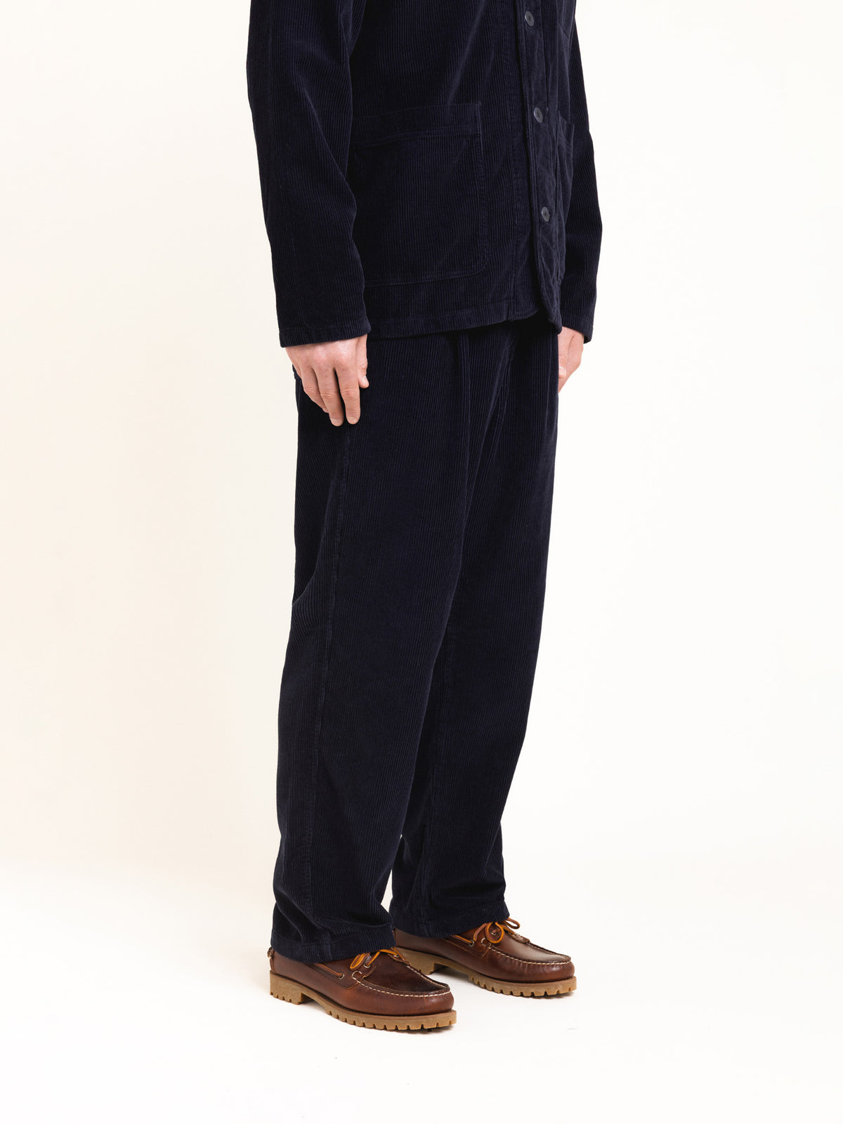 Doune Pant in Ink Navy 8-Wale Organic Corduroy