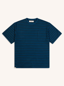 A relaxed fit short sleeve t-shirt in a blue stripe from KESTIN.
