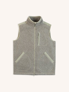 An olive green fleece gilet by men's clothing brand KESTIN on a white background.
