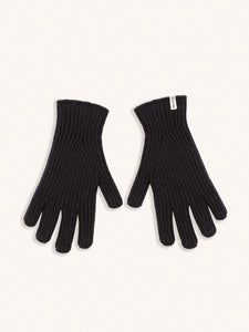 A pair of navy blue lambswool gloves from Scottish menswear brand KESTIN, on a white background.