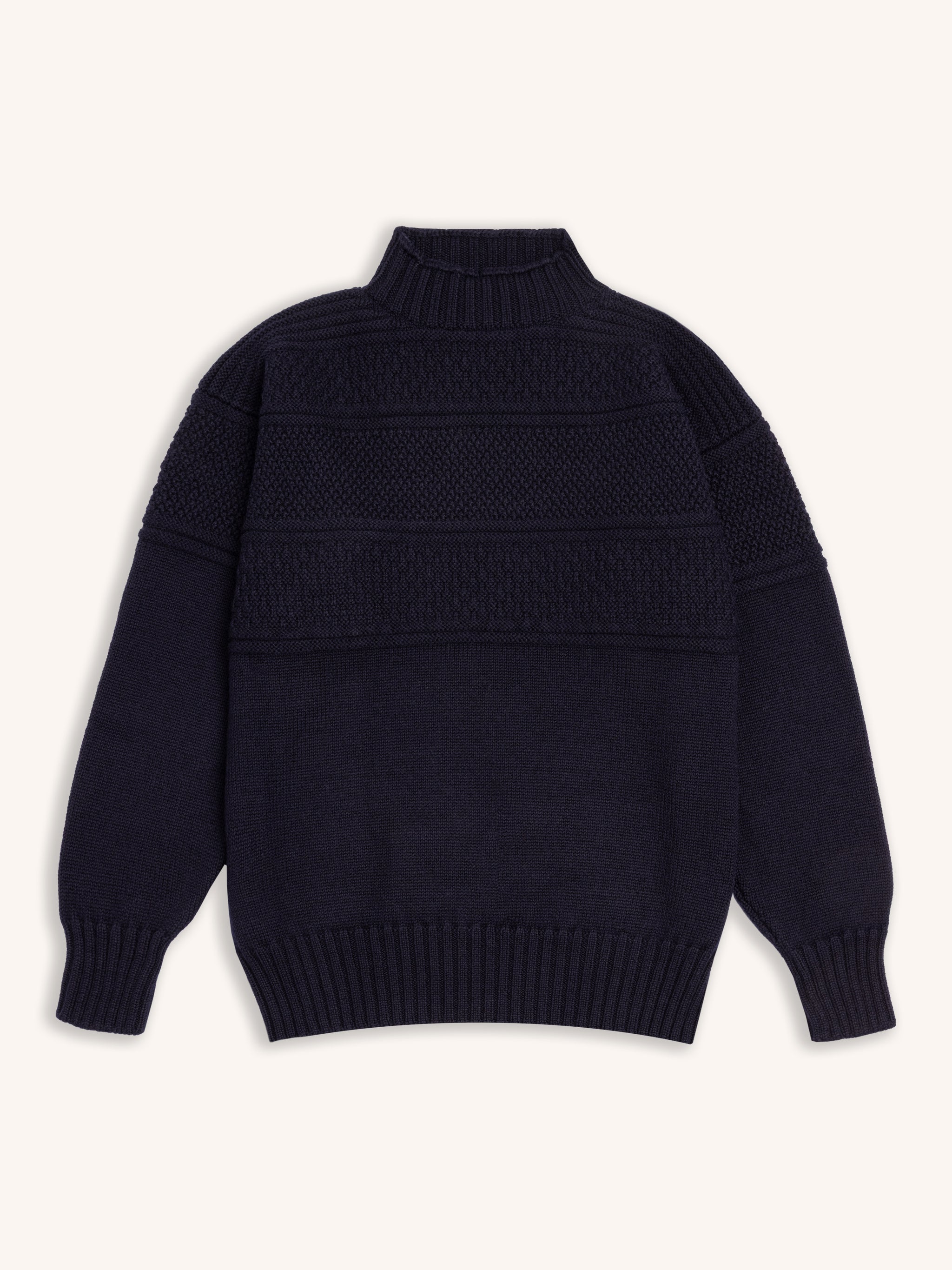 Fife Gansey Knit in Navy Merino Wool