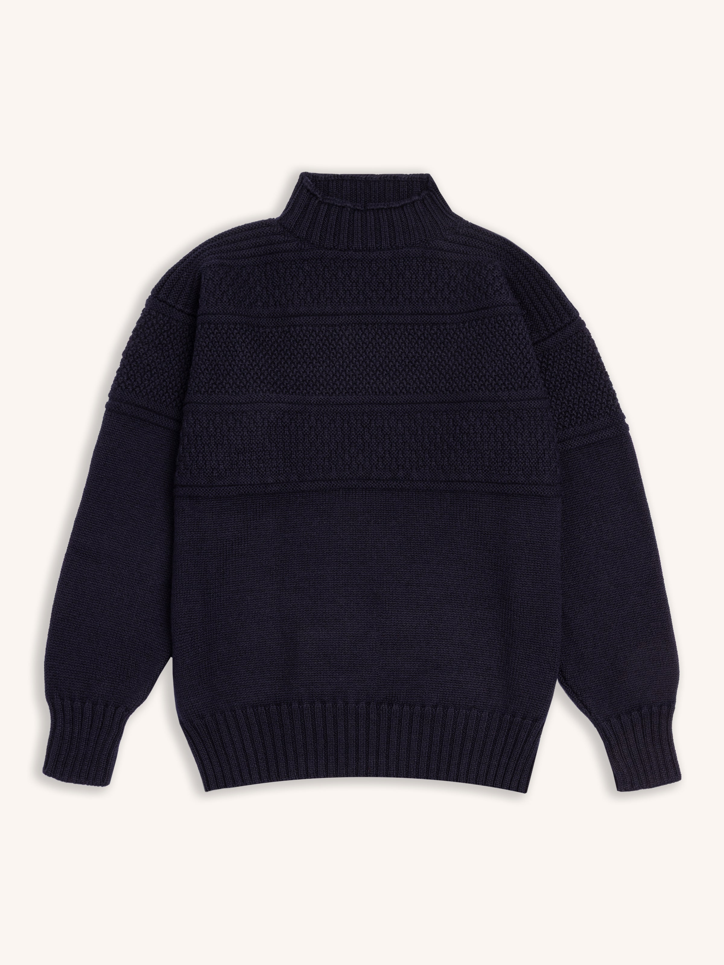 Fife Gansey Knit in Navy Merino Wool