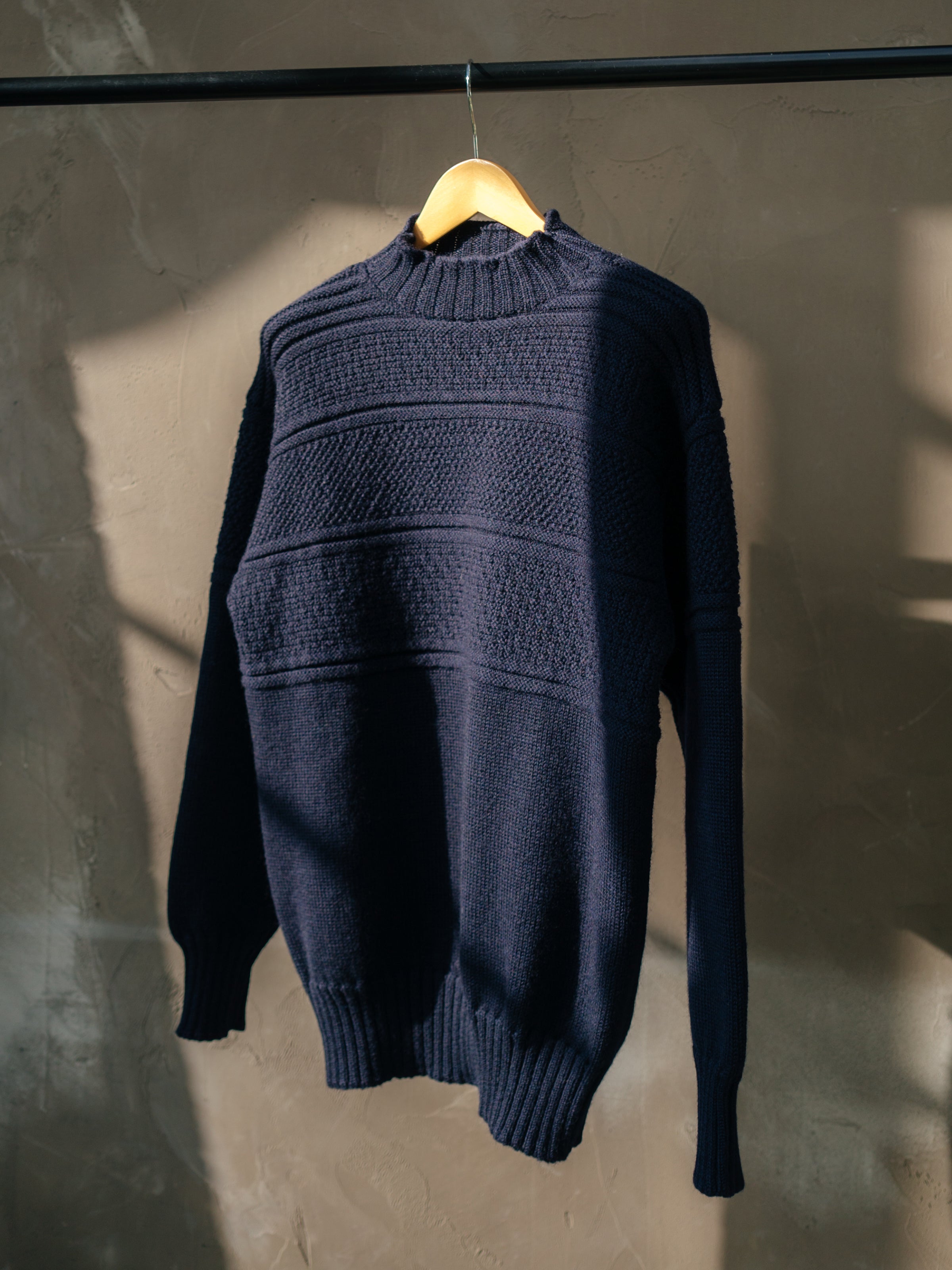 Fife Gansey Knit in Navy Merino Wool