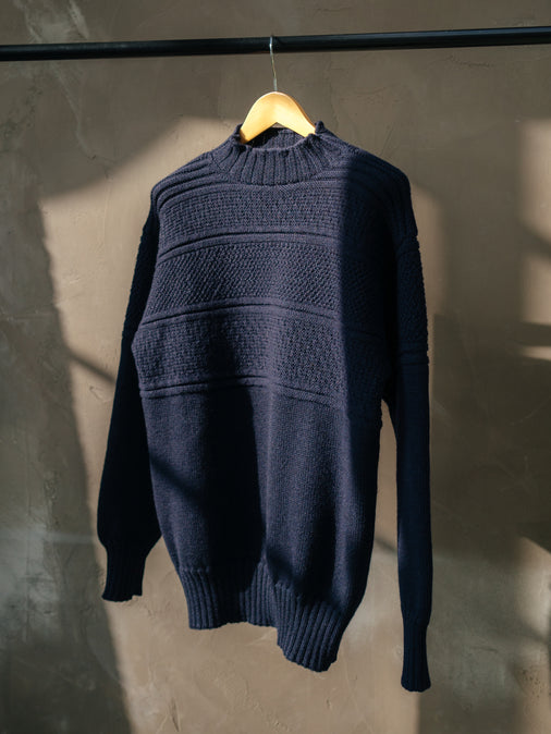 Fife Gansey Knit in Navy Merino Wool
