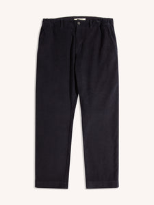 A pair of trousers by Scottish designer menswear brand KESTIN, in a navy blue corduroy.