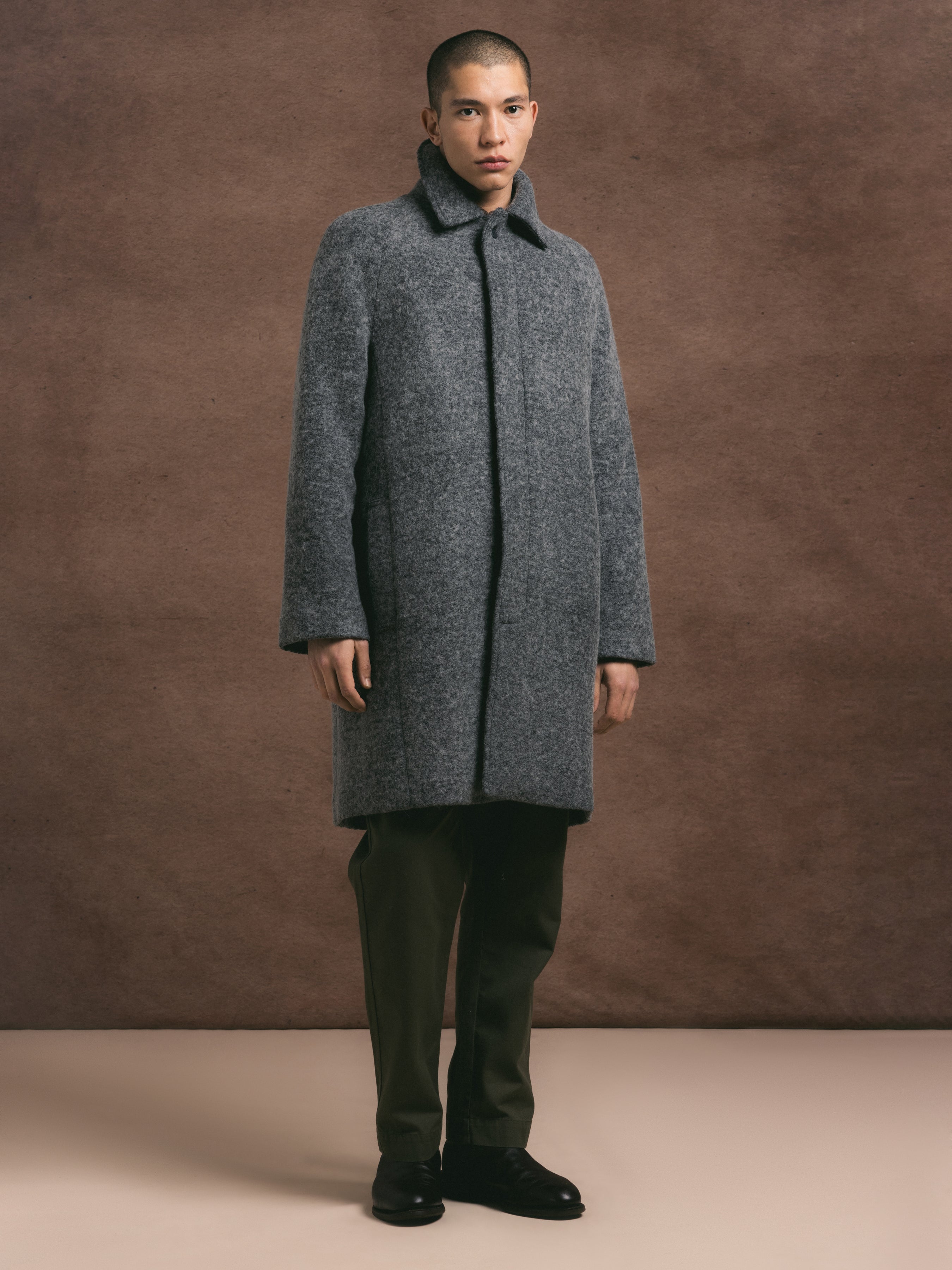 Men's Dundas Raglan Sleeve Overcoat in Grey Italian Wool – Kestin