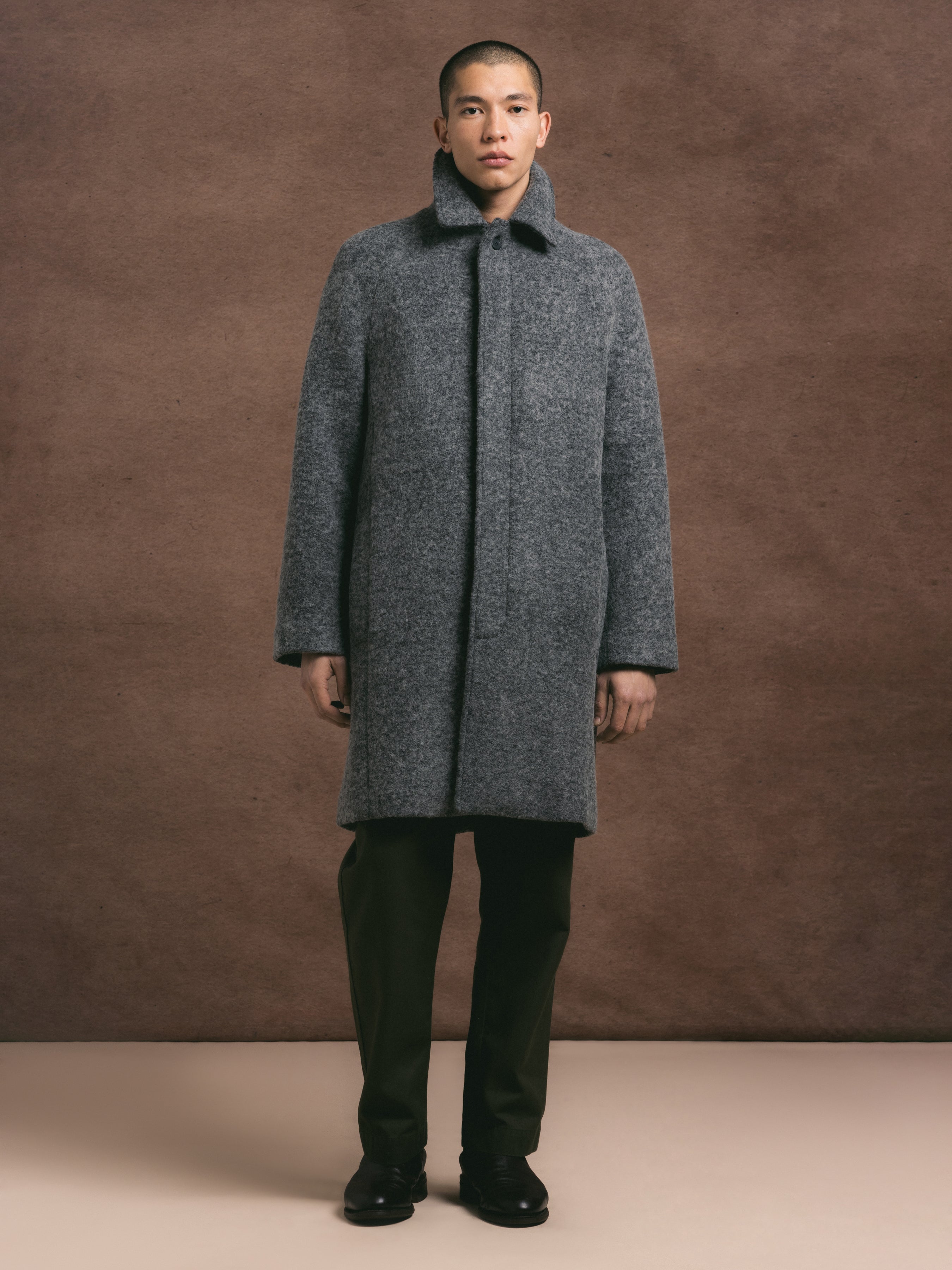 Men's Dundas Raglan Sleeve Overcoat in Grey Italian Wool – Kestin