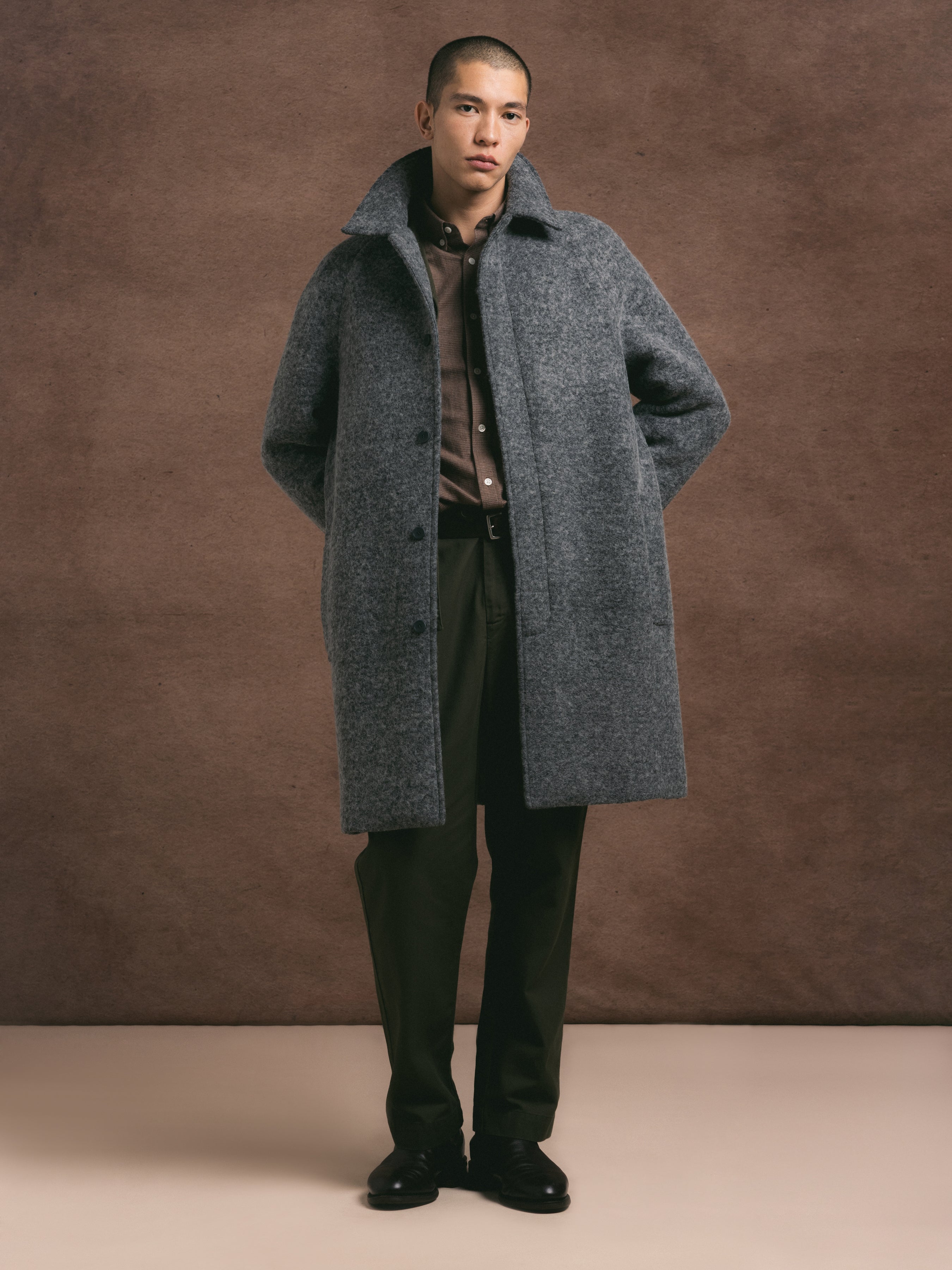 Dundas Overcoat in Grey Italian Wool Blend