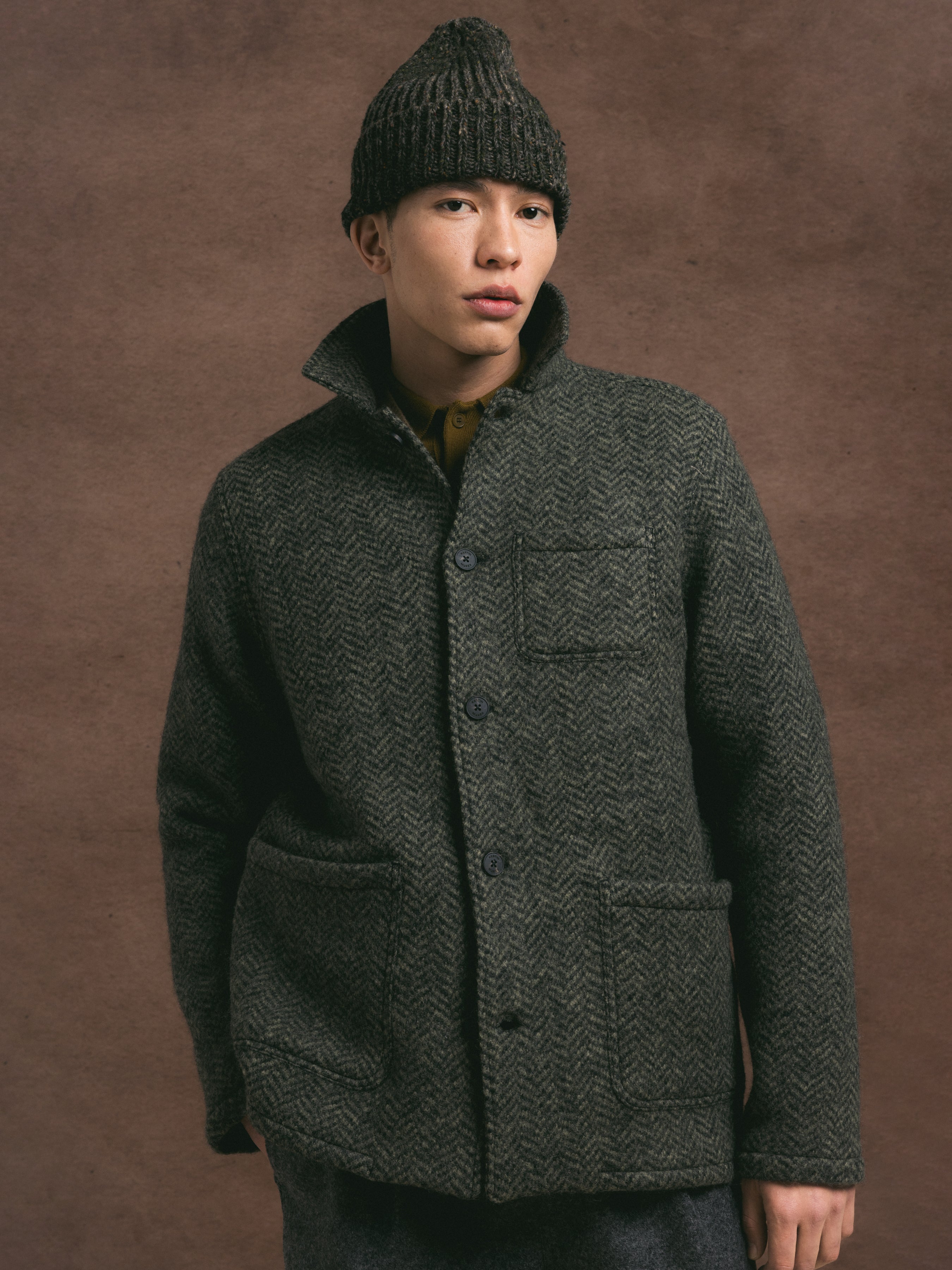 Isla Beanie in Forest Marl Merino Wool