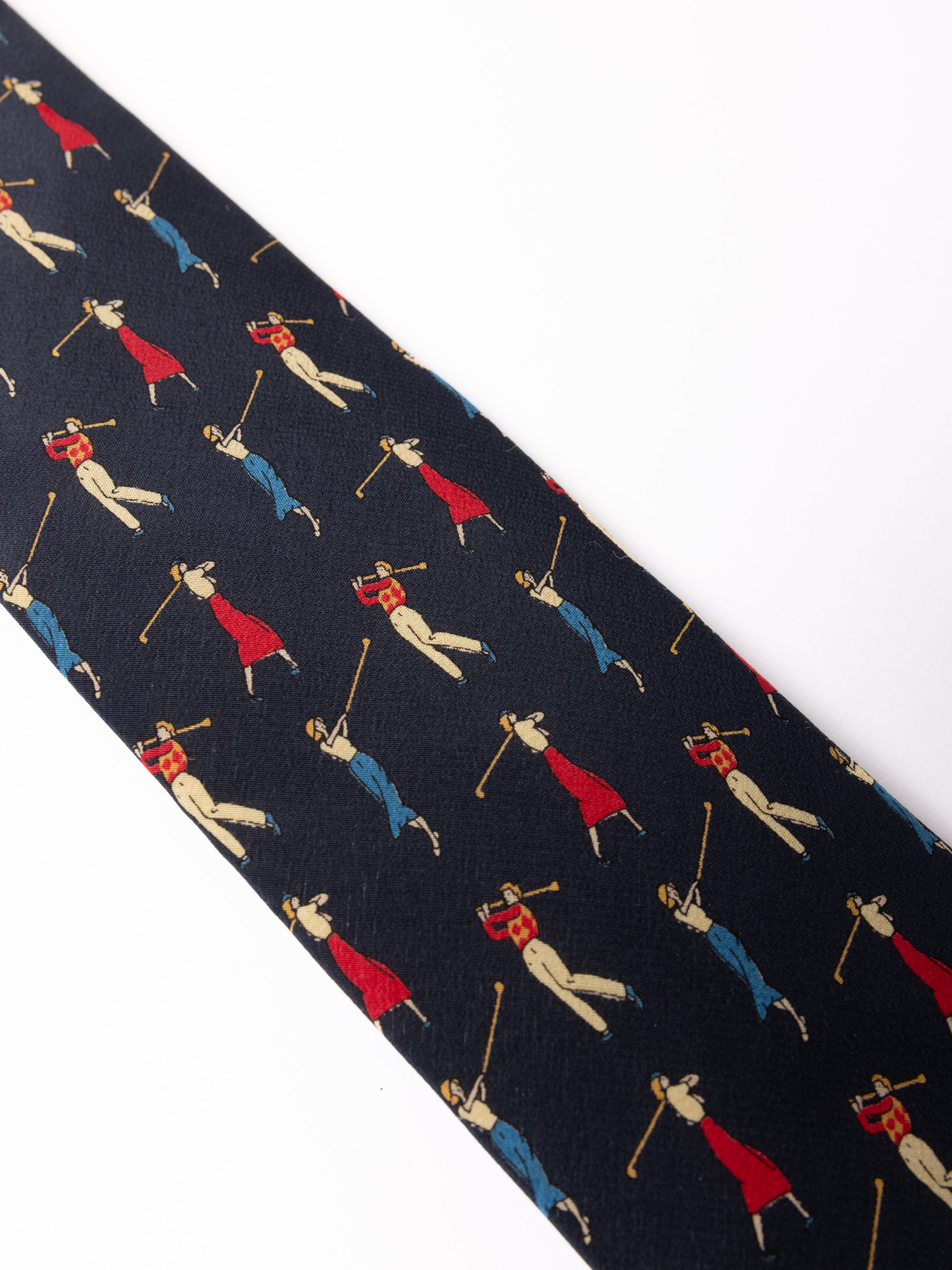 Silk Tie in Navy Golf Motif