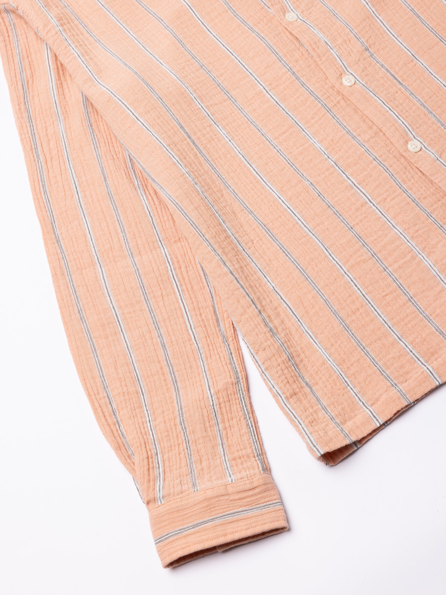 Tain Shirt in Washed Coral Double Weave Seersucker