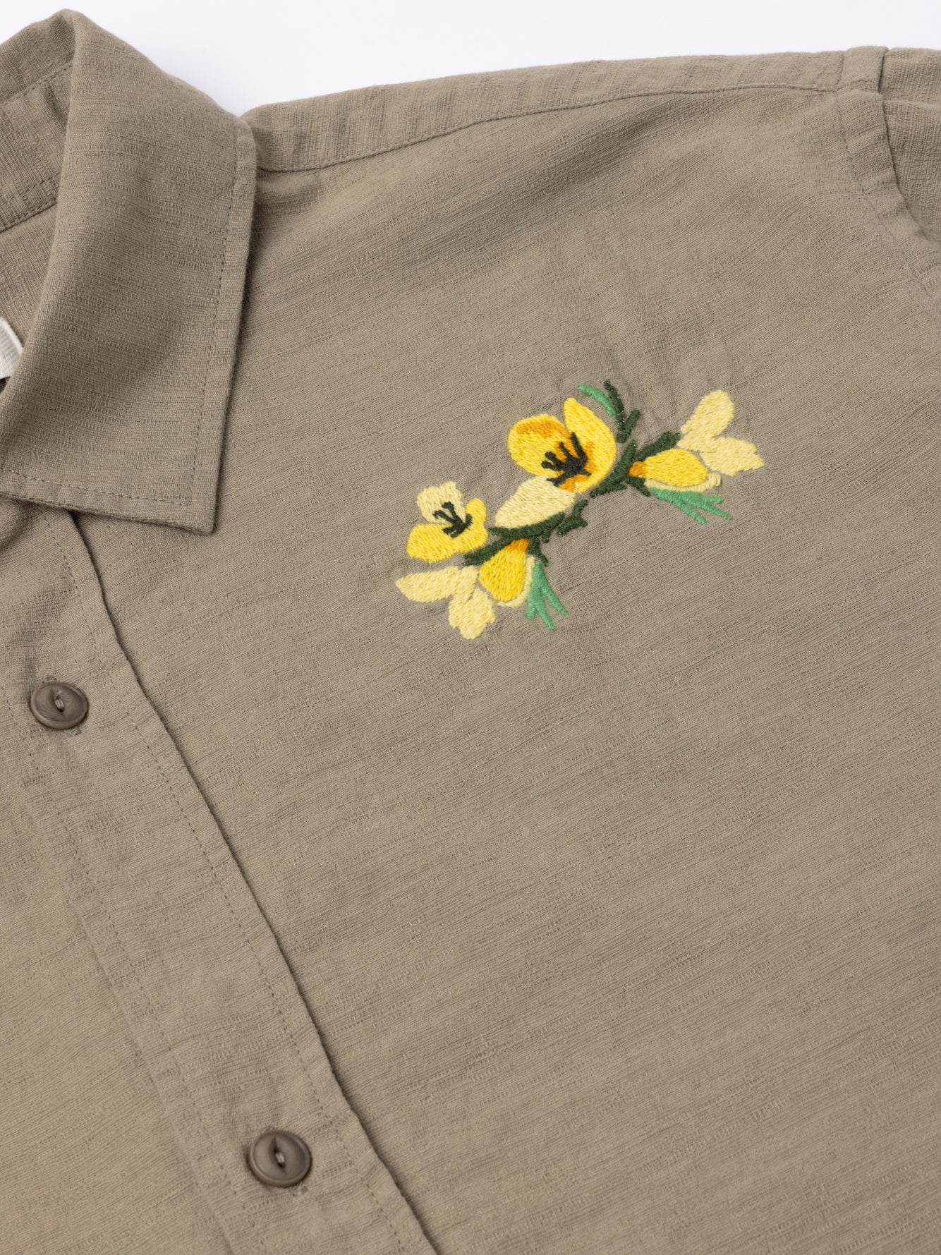 Ferness Oversized Shirt in Sage Floral Slub Cotton