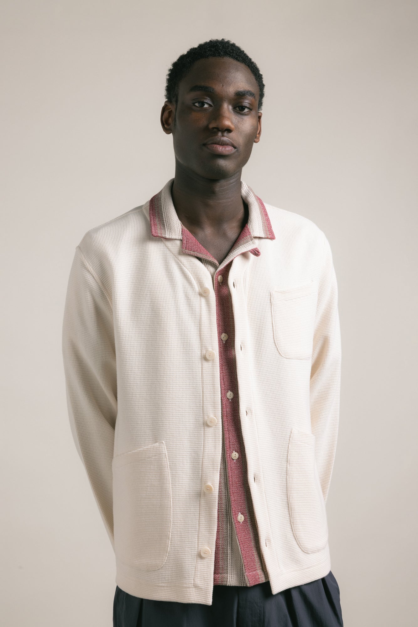 Dunvegan Cardigan in Natural Brushed Waffle