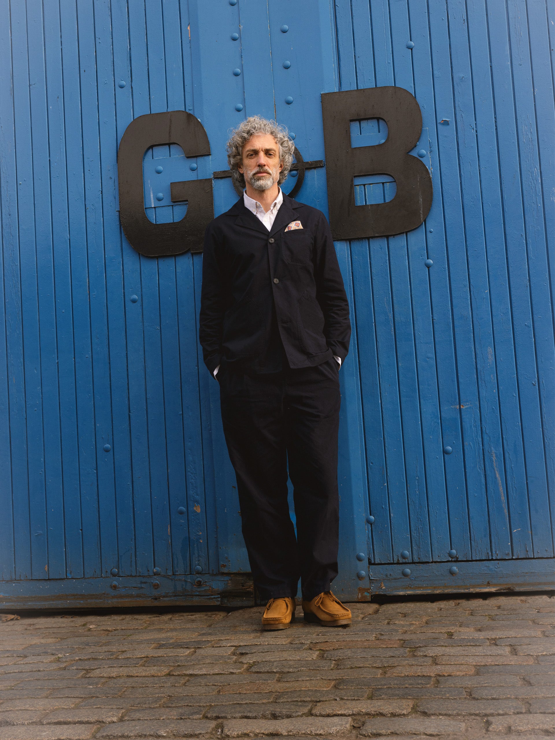 Doune Pant in Navy Check Organic Cotton