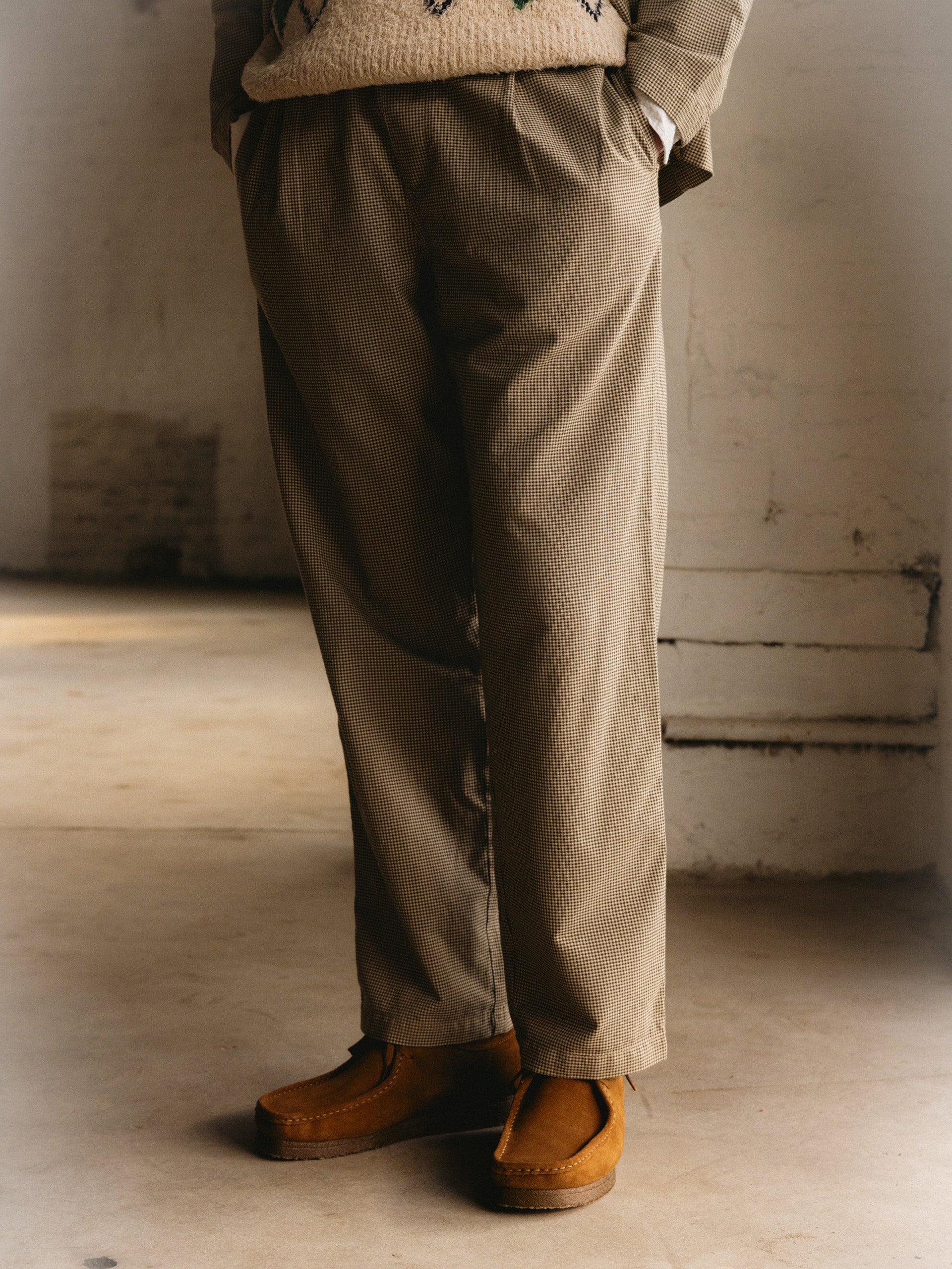 Doune Pant in Olive Check Organic Cotton