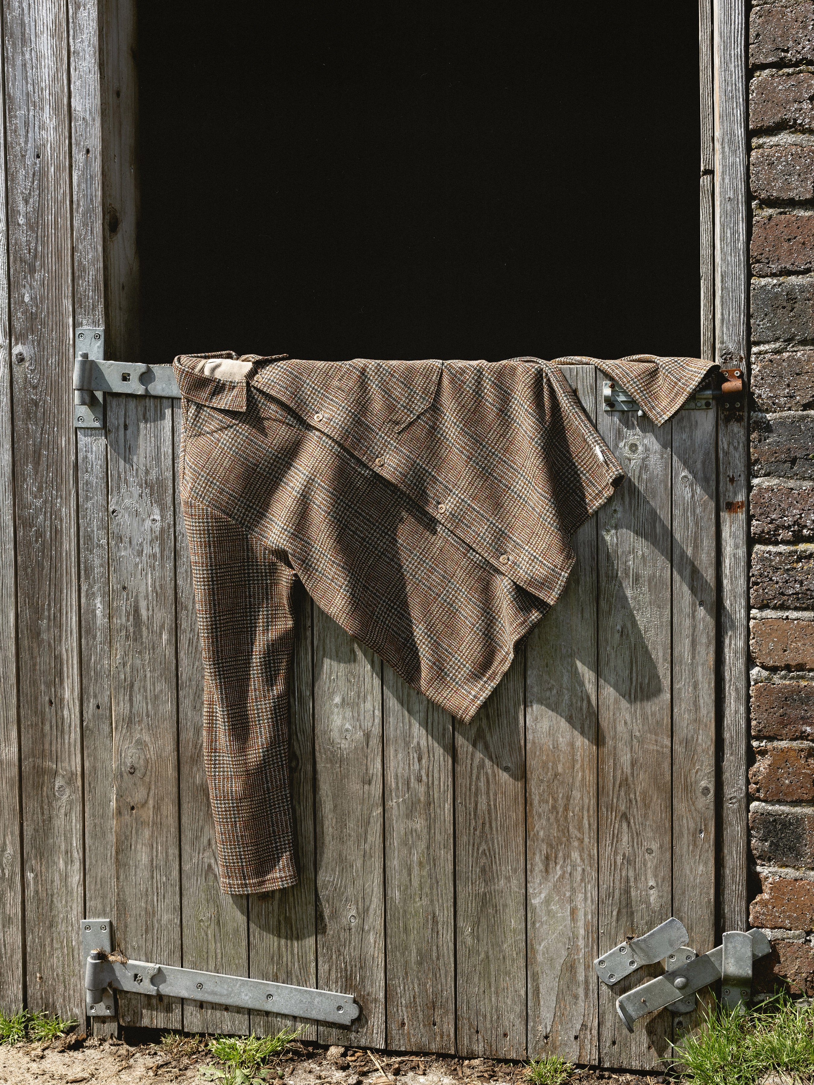 Portree Overshirt in Peat Printed Check Jersey