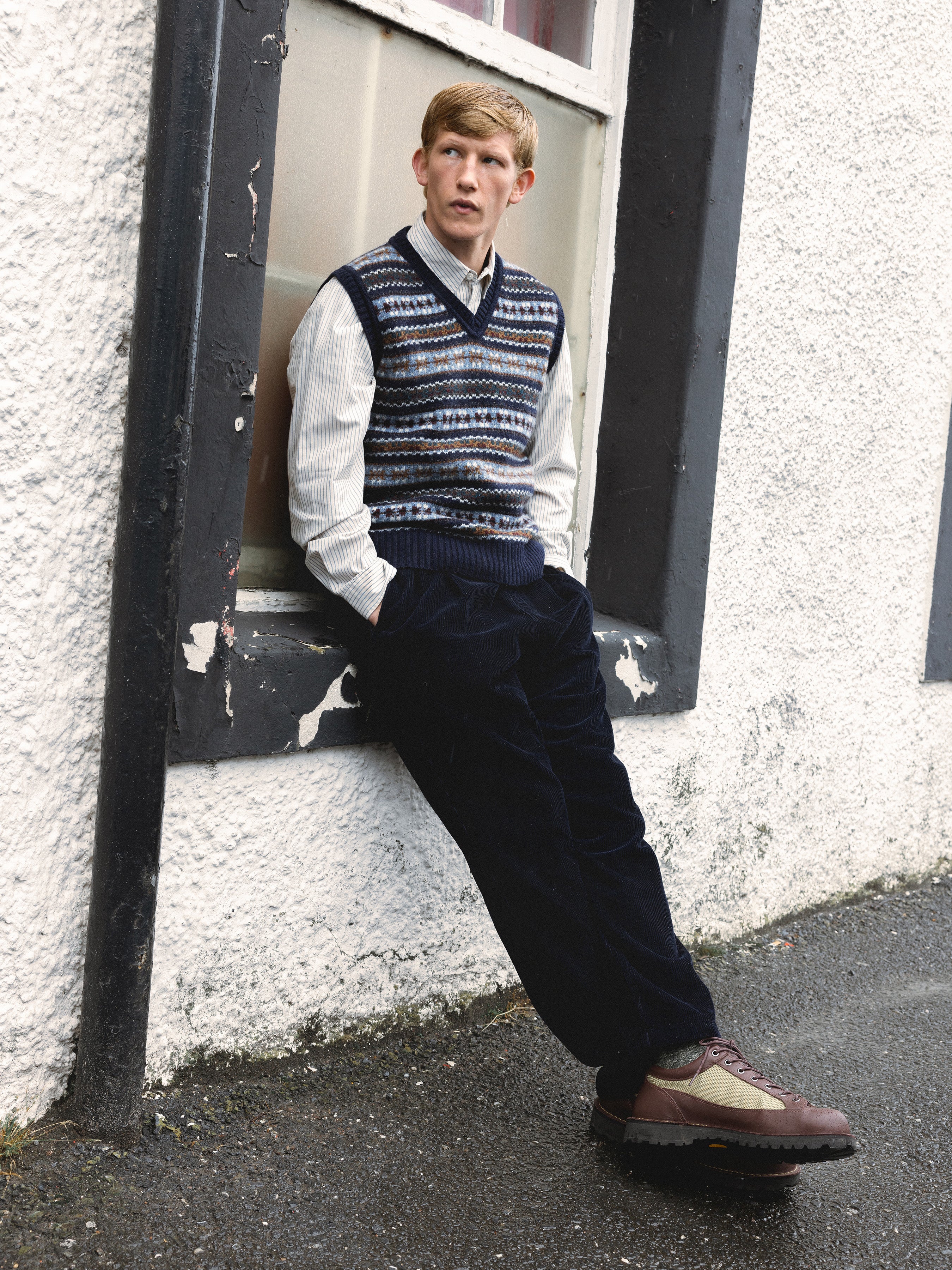 Fair Isle Vest in Blue Multi Lambswool
