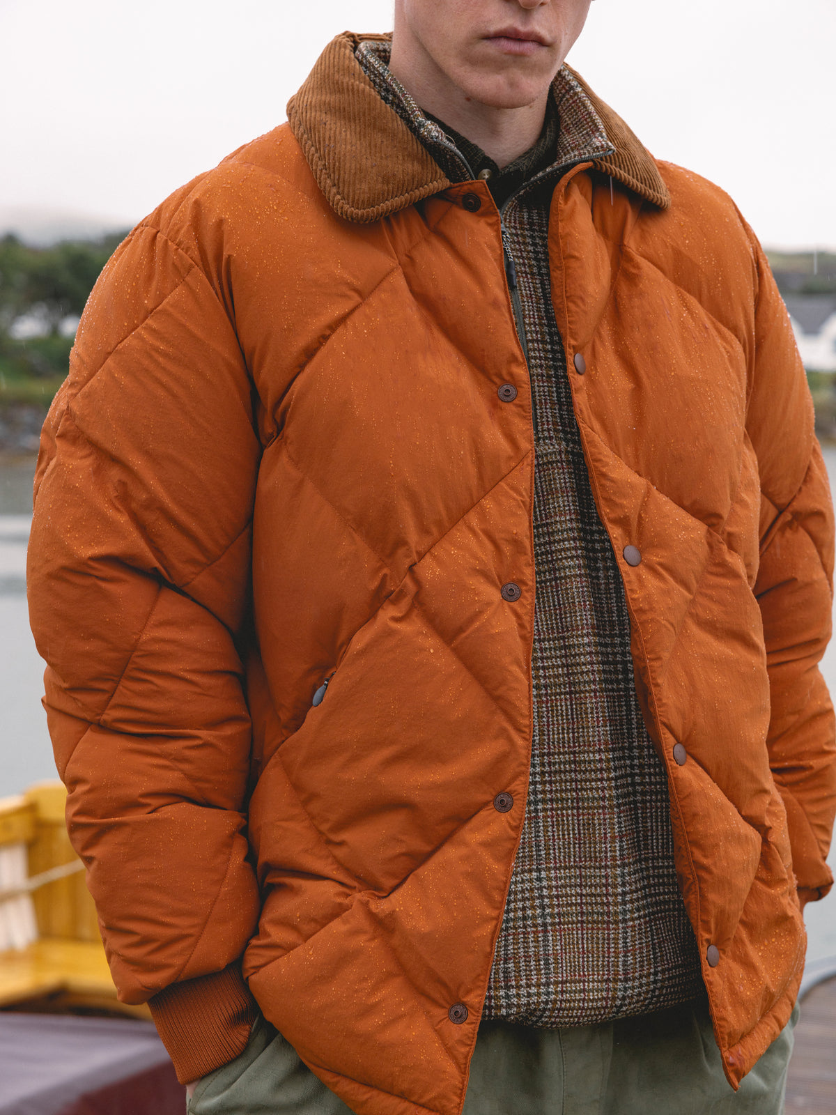 Dunbar Jacket in Rust Orange Recycled Nylon
